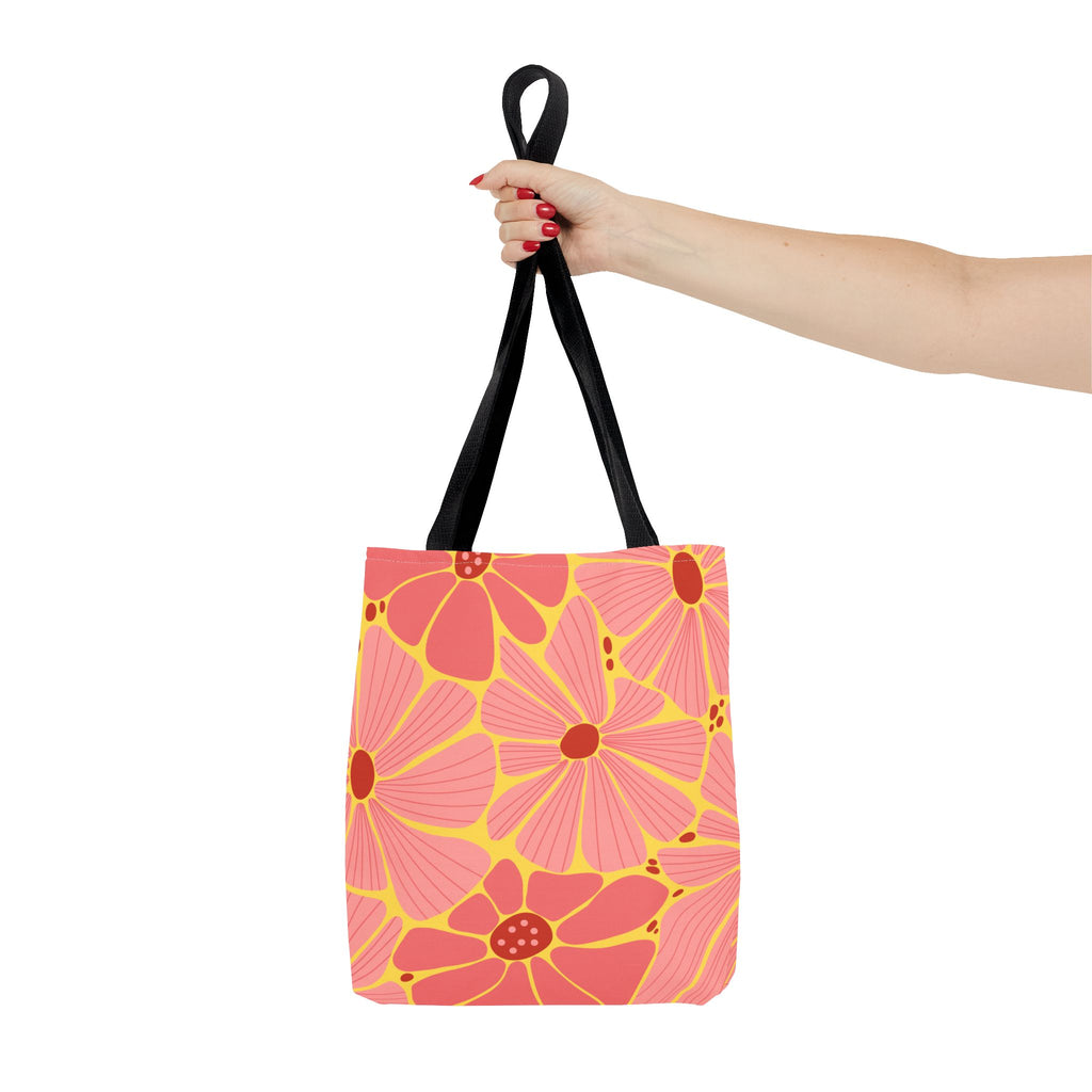 Floral Pink Daisies Tote Bag – Retro Summer Flower Market Tote