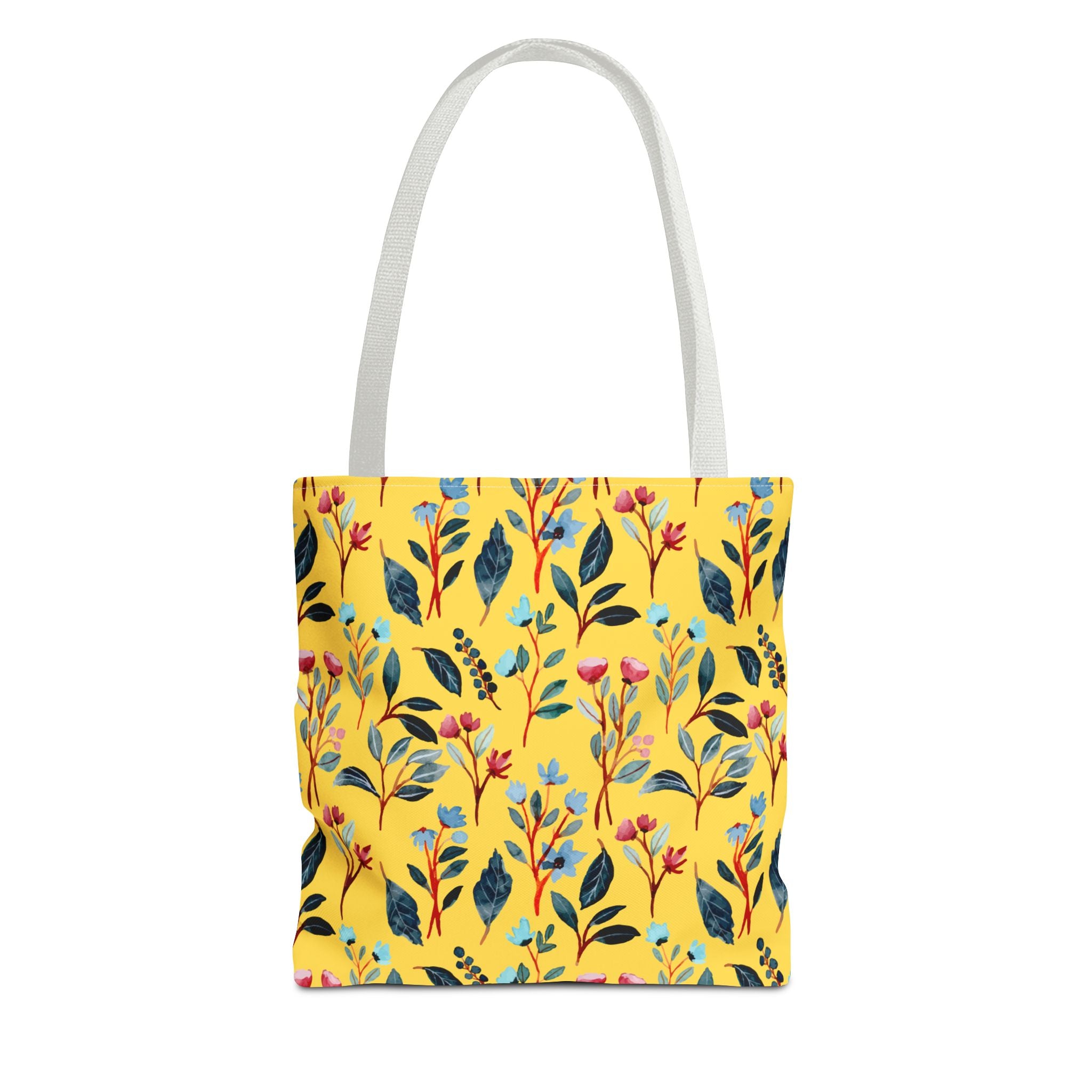 Floral Yellow Tote Bag – Bright Botanical All-Over Print