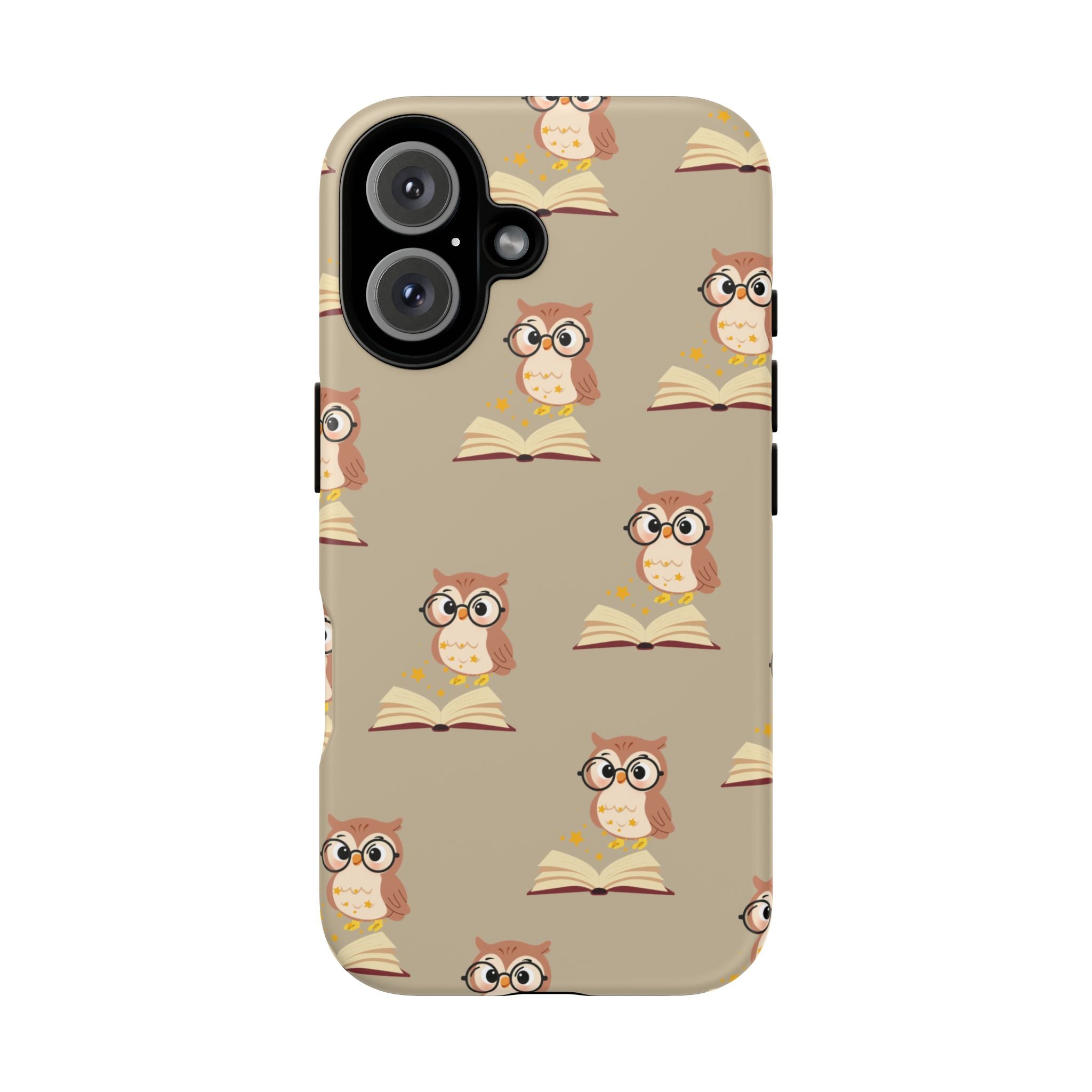 Owl & Book Pattern Tough Phone Case — Cute Study-Themed Protective Cover