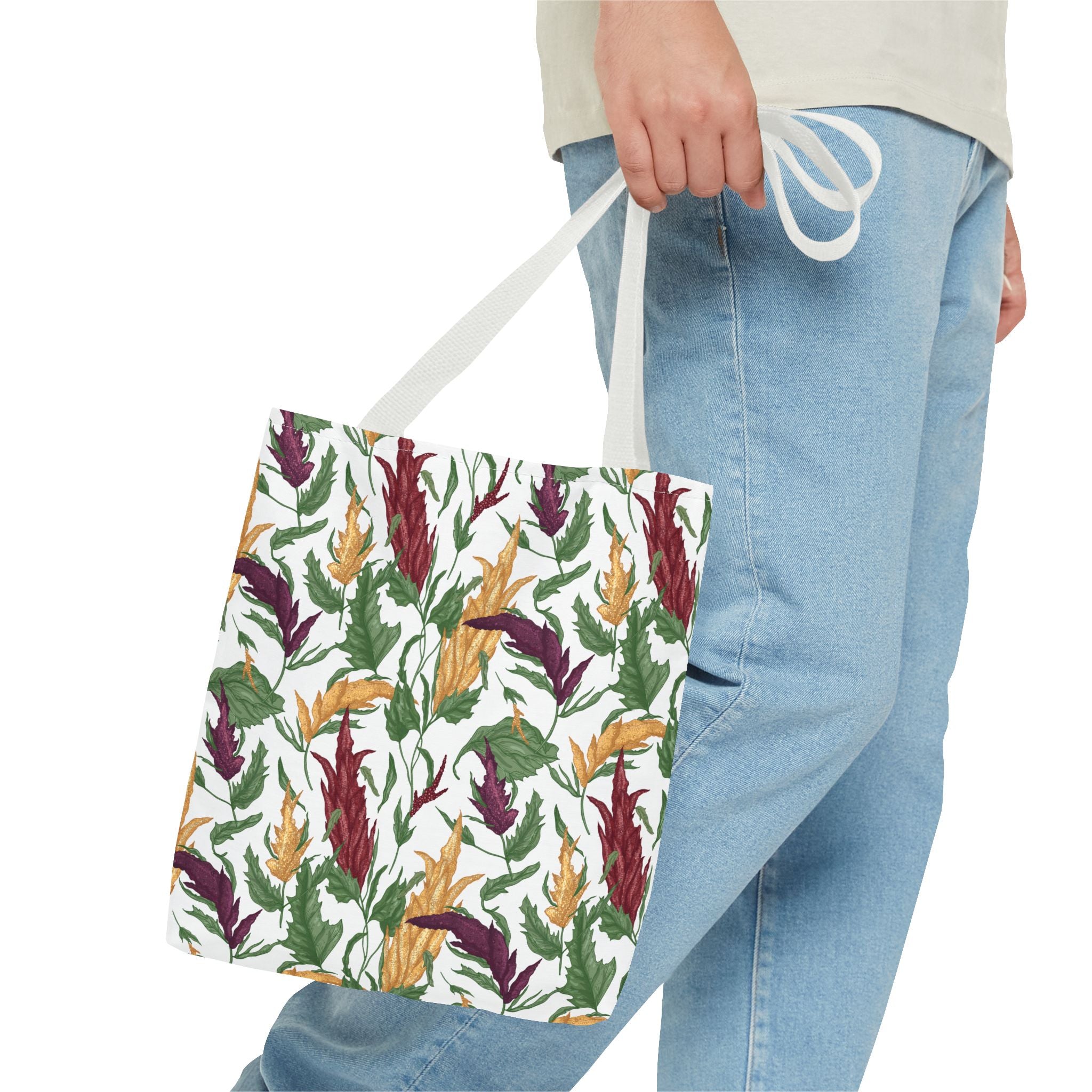 Autumn Feather Pattern Tote Bag – Colorful Fall Leaves & Feathers All-Over Print