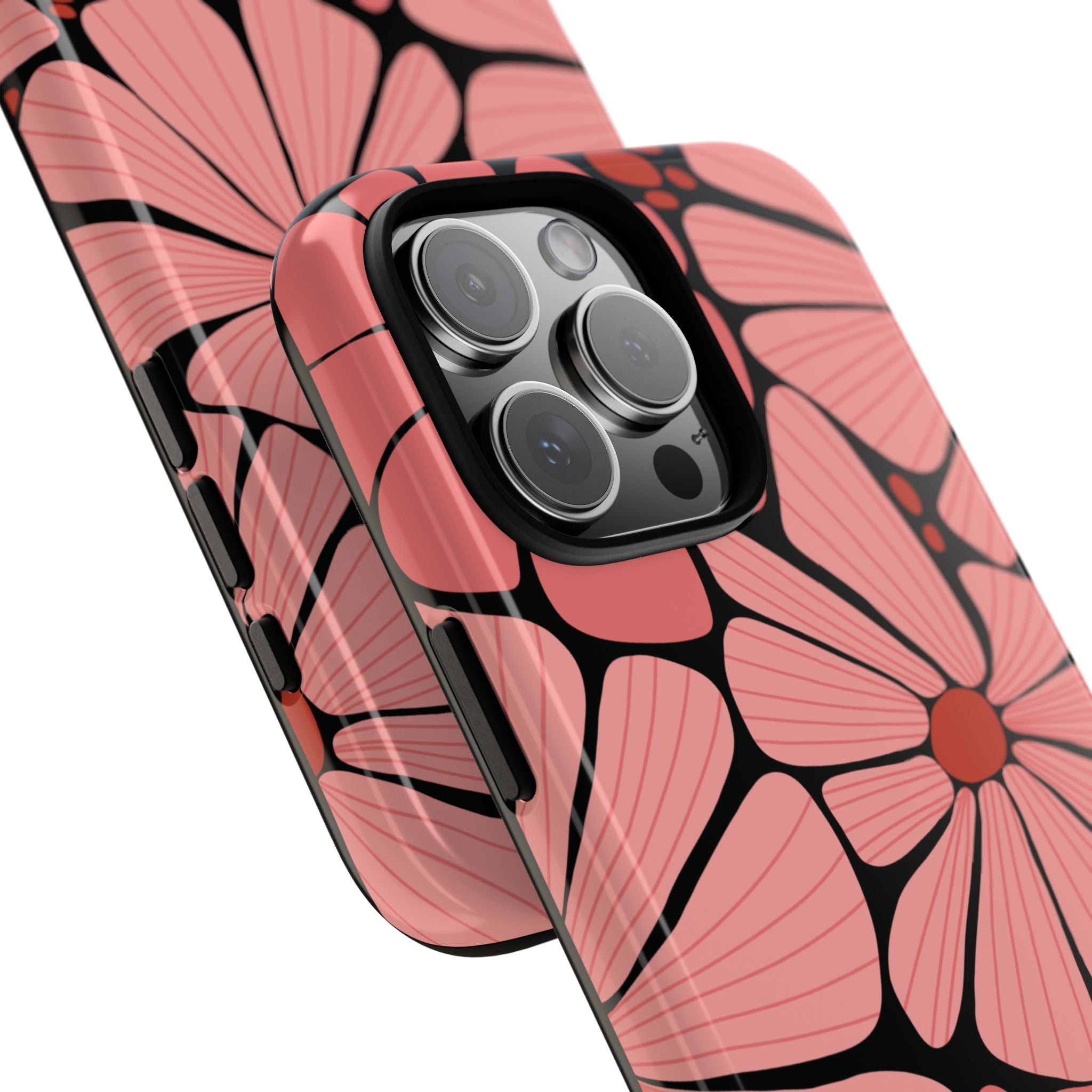 Floral Art Deco Tough Phone Case — Orange & Teal Botanical Pattern