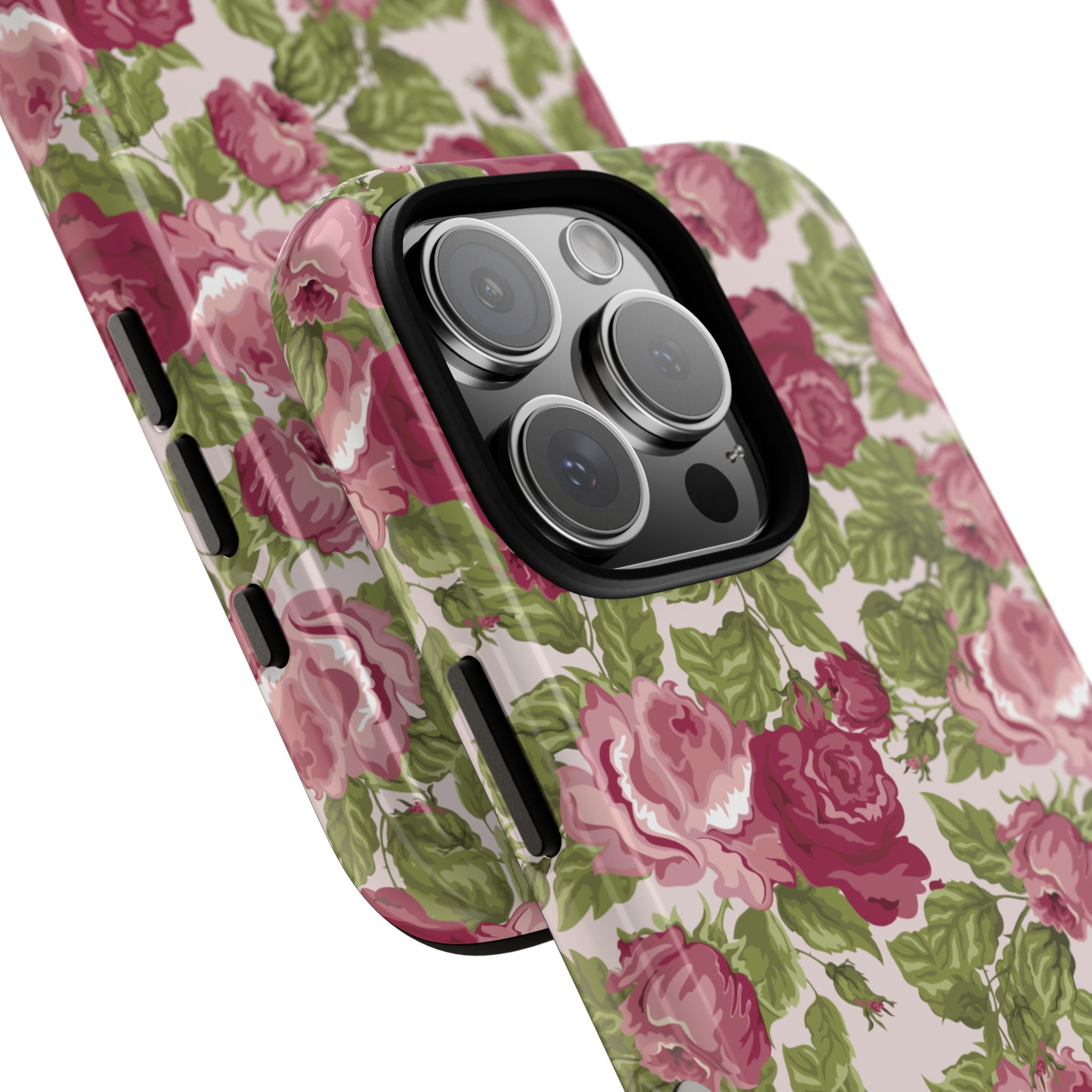 Floral Vintage Rose Tough Phone Case — Pink Garden Protective Cover