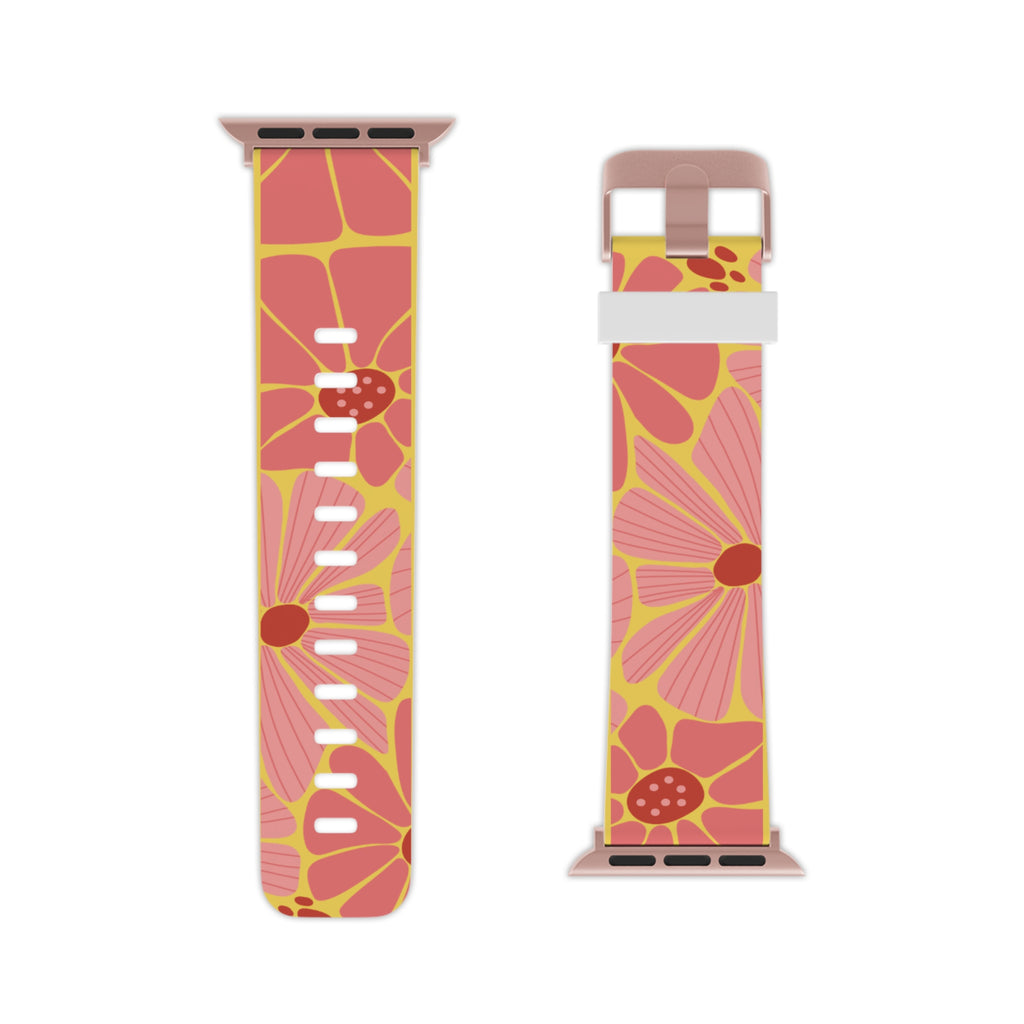 Floral Rose Apple Watch Band — Vintage Pink Garden Strap