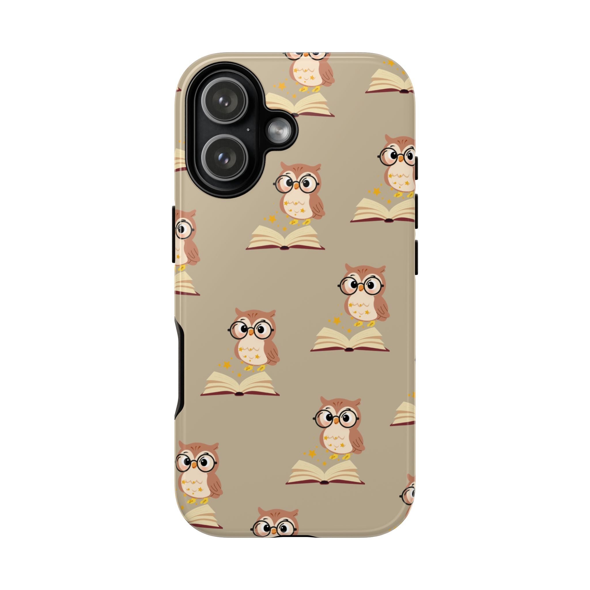 Owl & Book Pattern Tough Phone Case — Cute Study-Themed Protective Cover