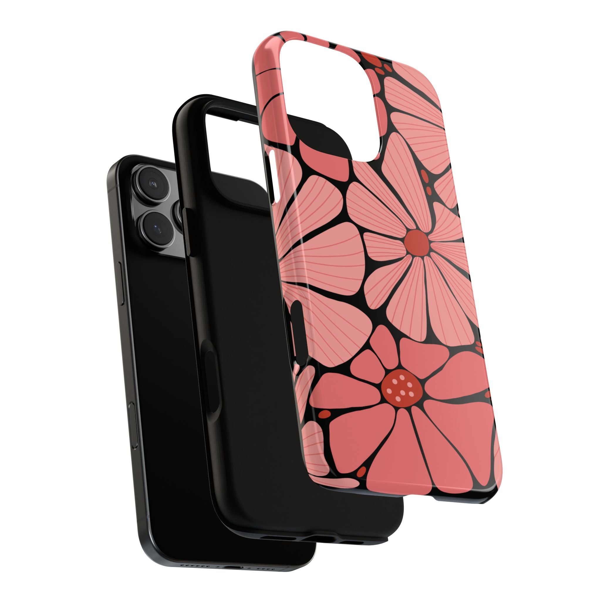 Floral Art Deco Tough Phone Case — Orange & Teal Botanical Pattern