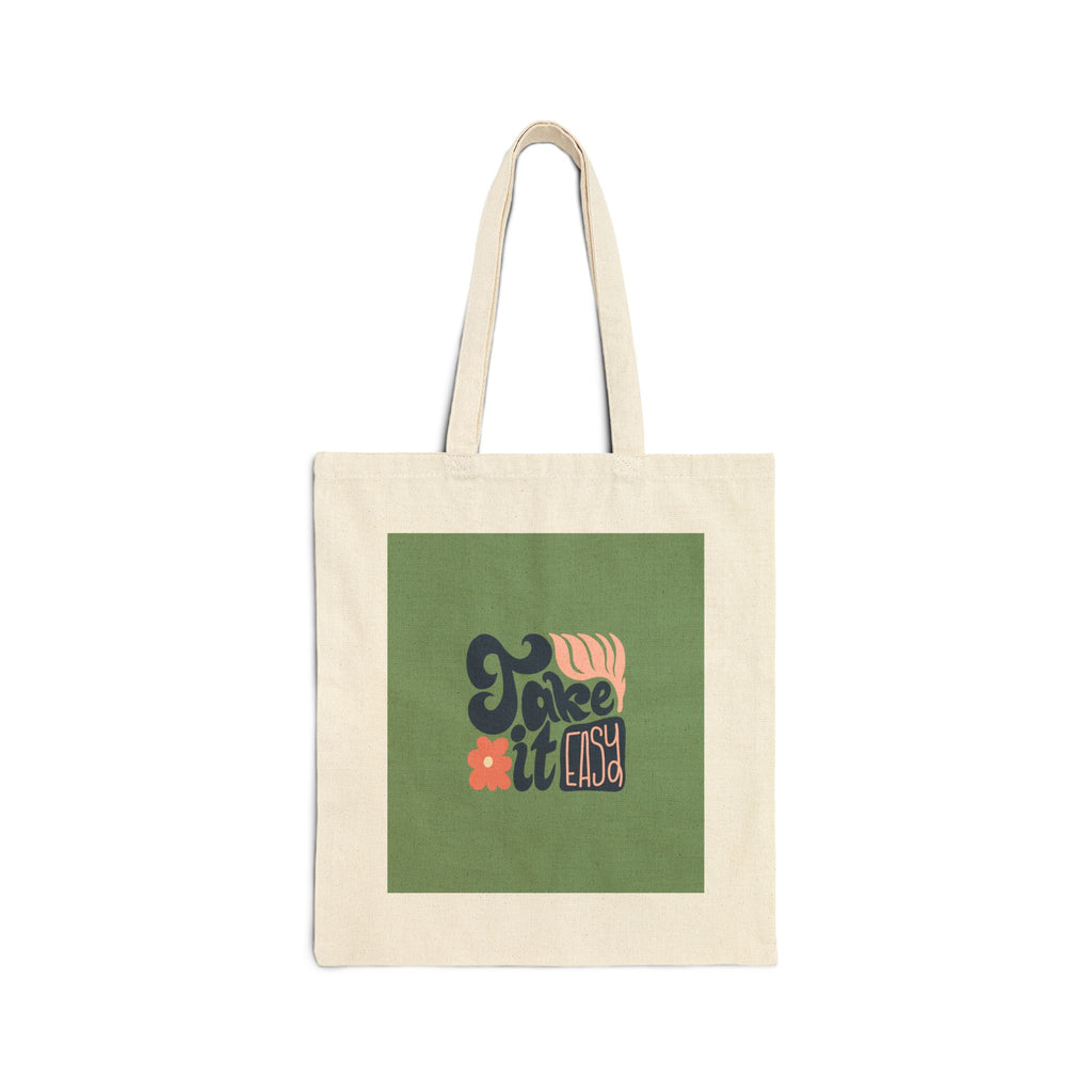 Tote Bag — 'Take It Easy' Retro Floral Canvas Tote