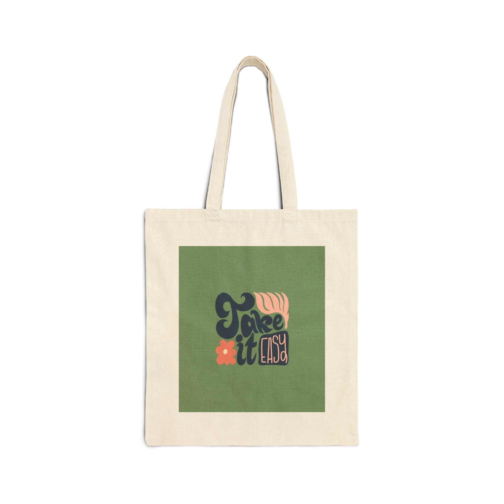 Tote Bag — 'Take It Easy' Retro Floral Canvas Tote