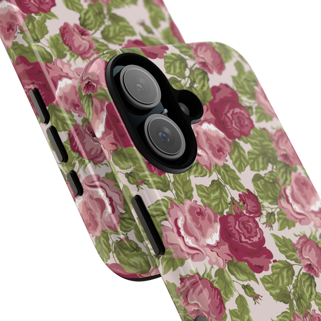 Floral Vintage Rose Tough Phone Case — Pink Garden Protective Cover