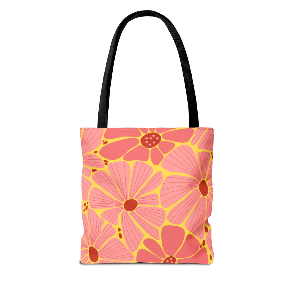 Floral Pink Daisies Tote Bag – Retro Summer Flower Market Tote