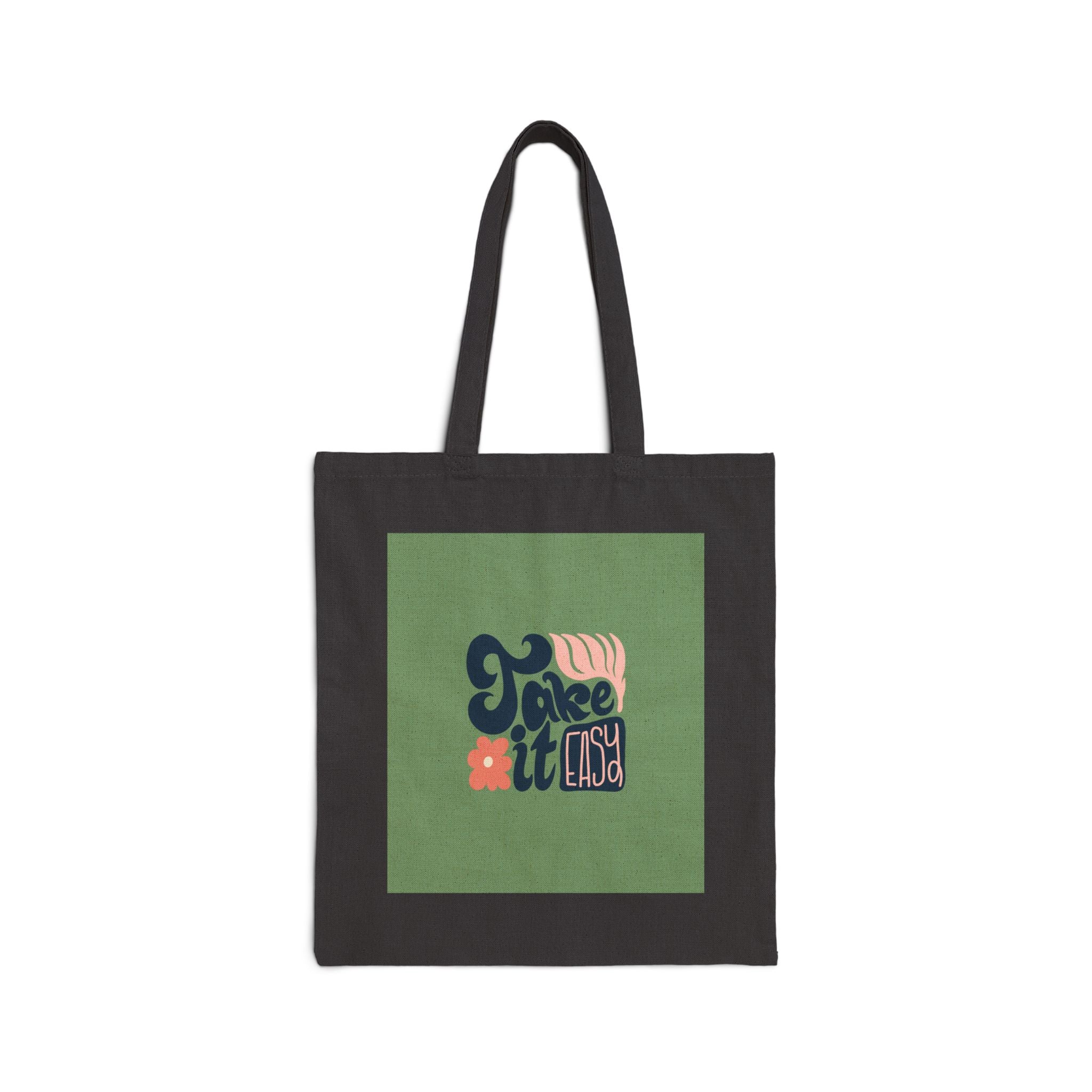 Tote Bag — 'Take It Easy' Retro Floral Canvas Tote