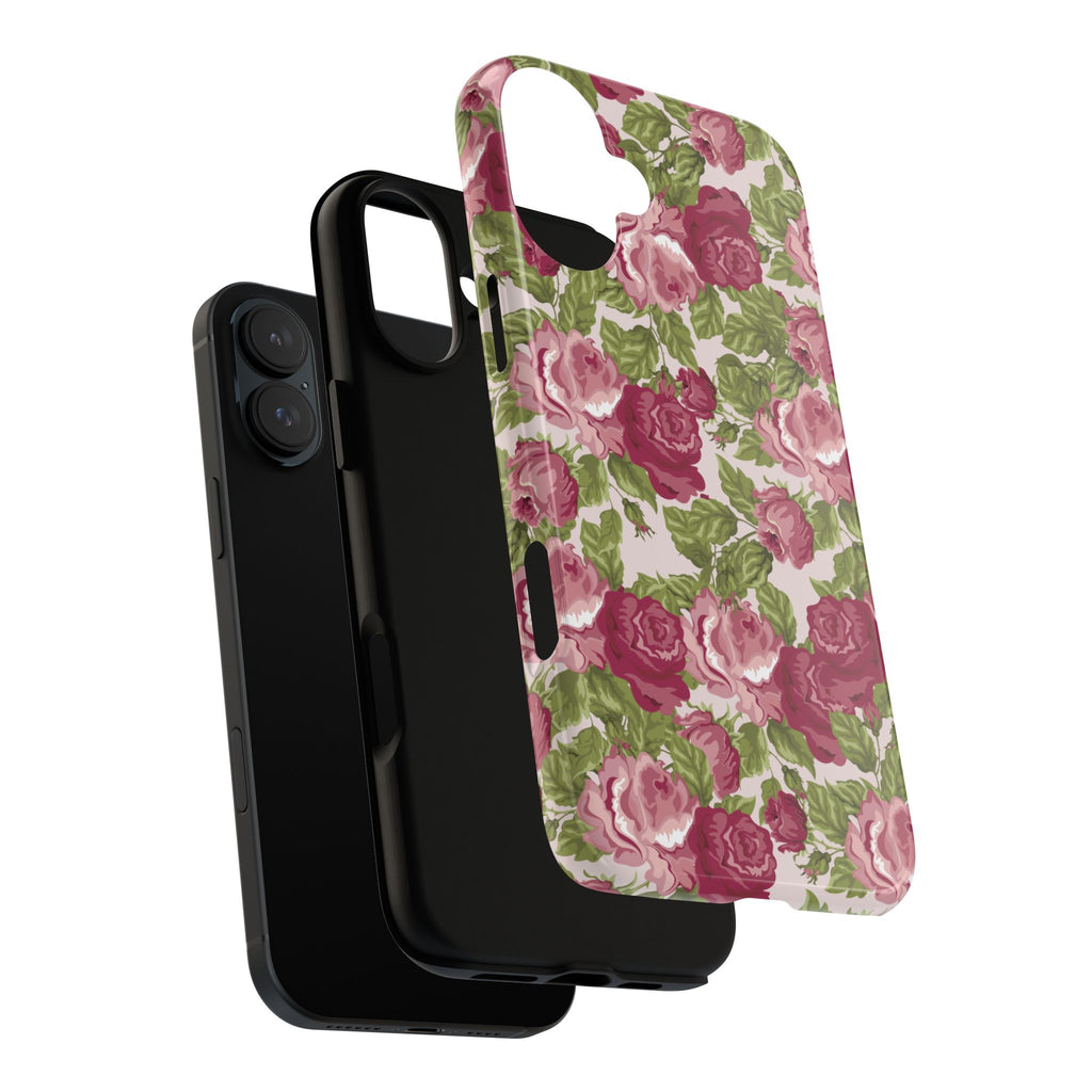 Floral Vintage Rose Tough Phone Case — Pink Garden Protective Cover