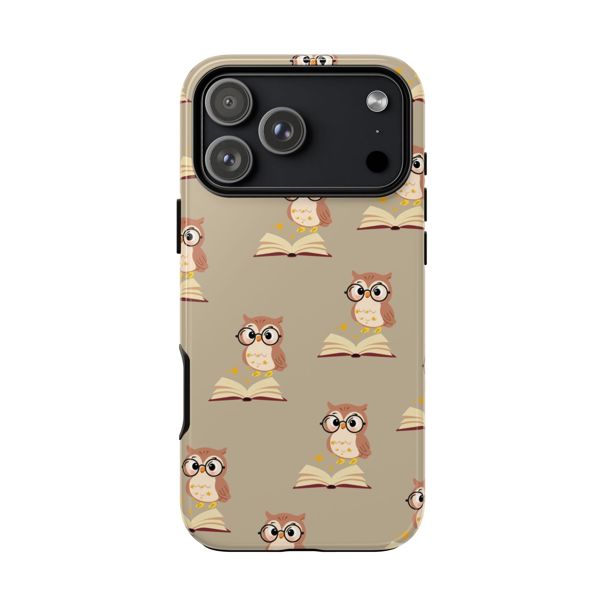Owl & Book Pattern Tough Phone Case — Cute Study-Themed Protective Cover