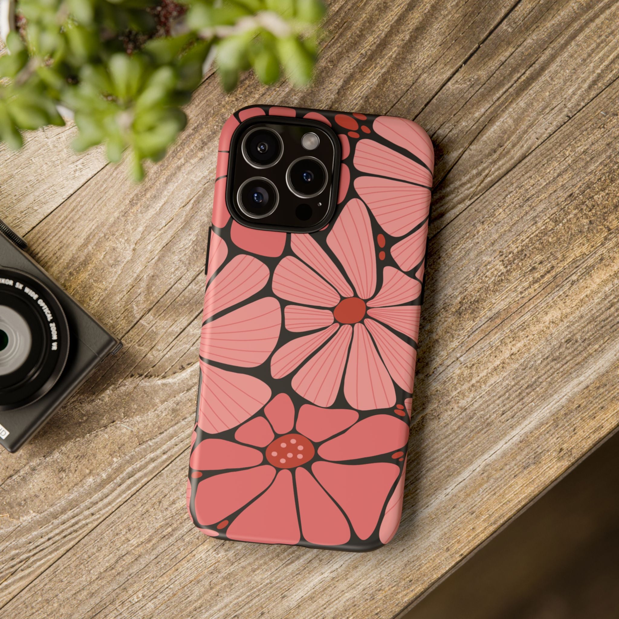 Floral Art Deco Tough Phone Case — Orange & Teal Botanical Pattern