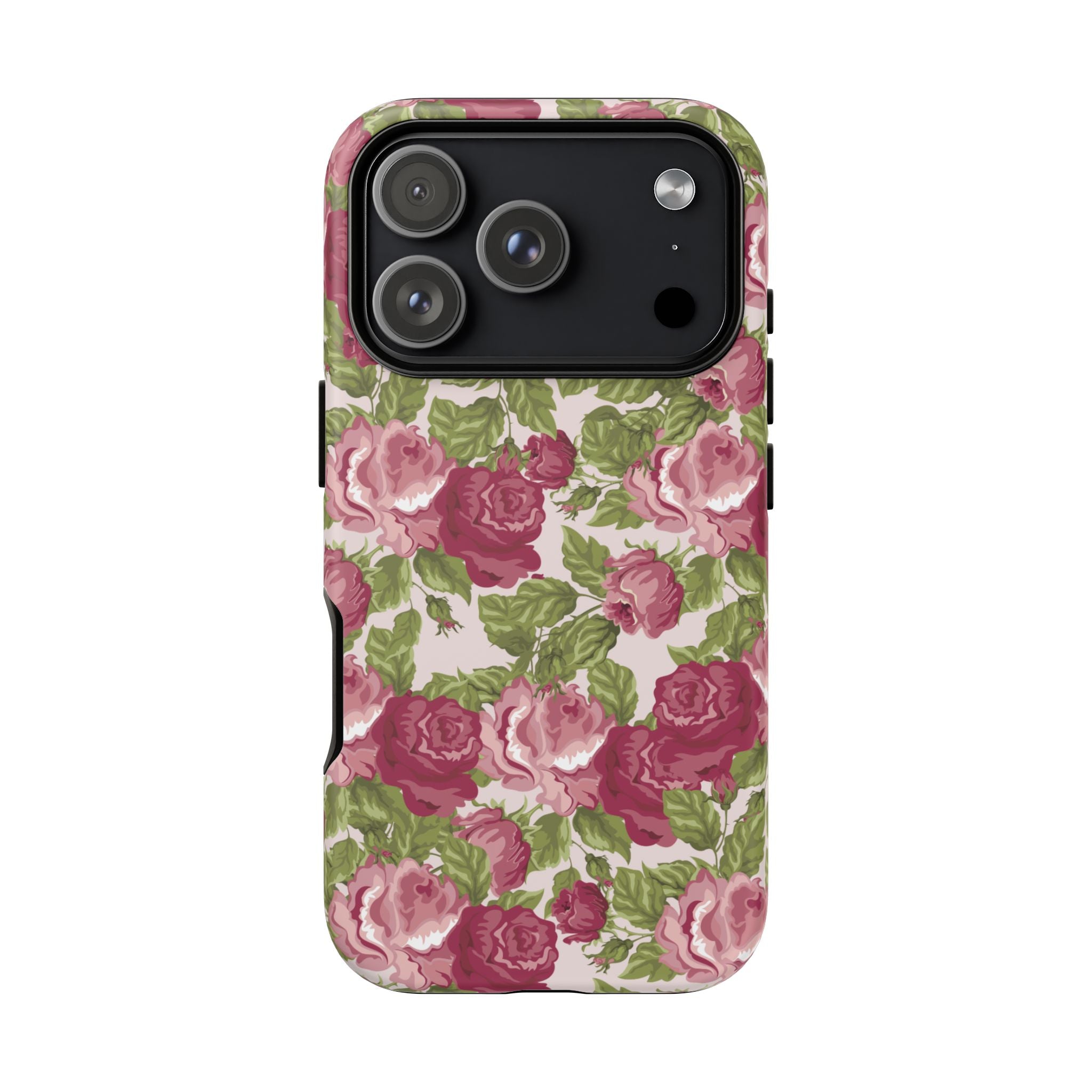 Floral Vintage Rose Tough Phone Case — Pink Garden Protective Cover