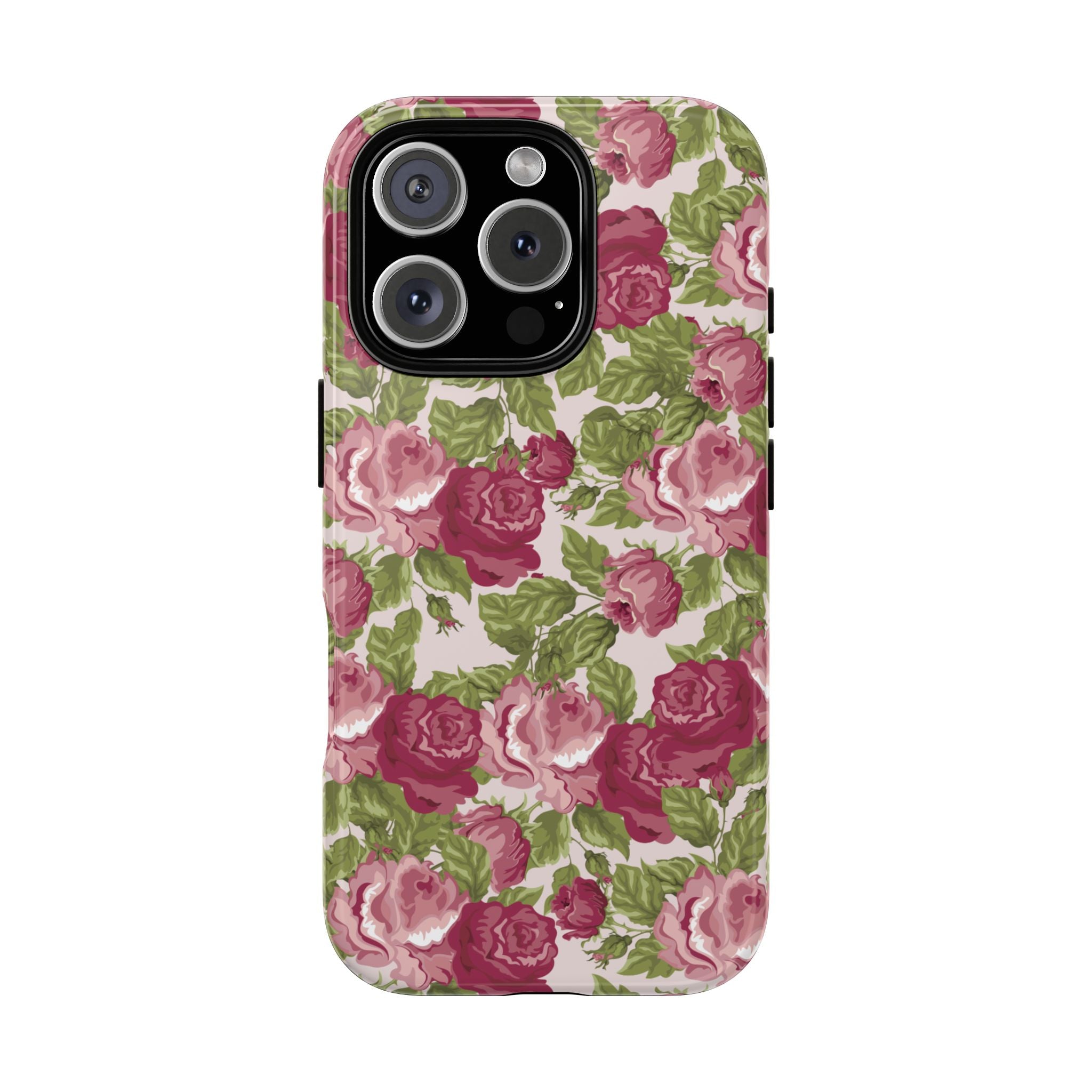 Floral Vintage Rose Tough Phone Case — Pink Garden Protective Cover