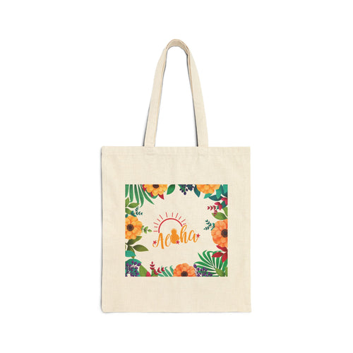Aloha Floral Tote Bag - Canvas Beach Grocery Shopper