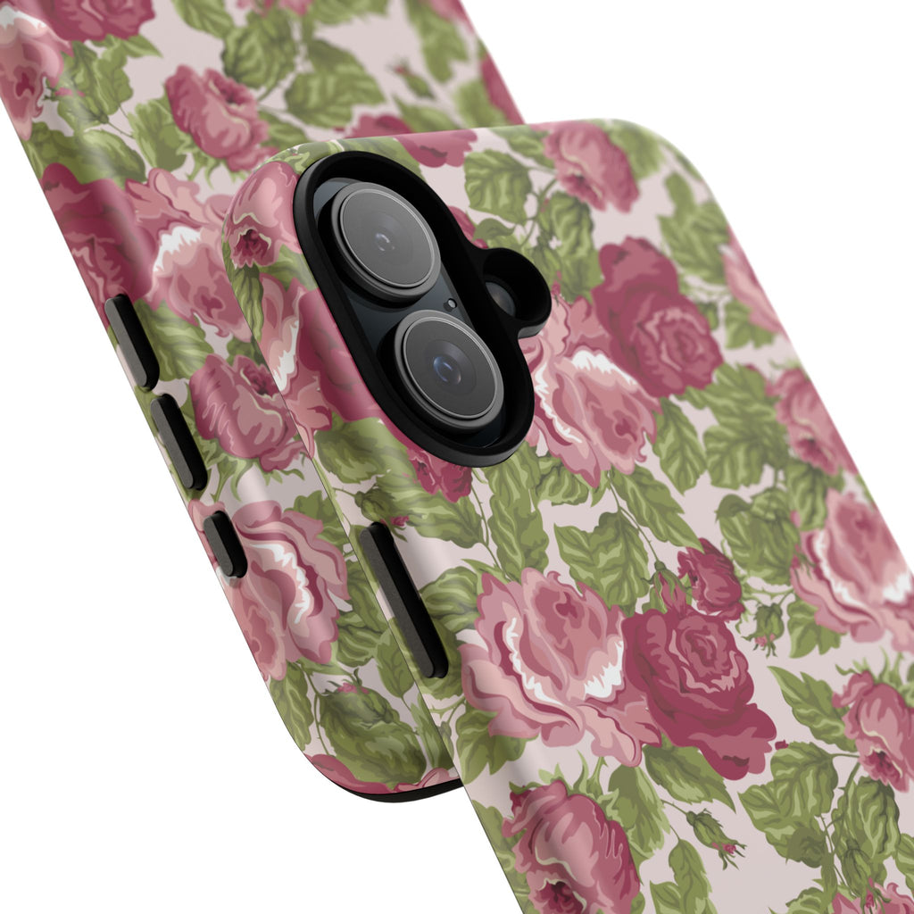 Floral Vintage Rose Tough Phone Case — Pink Garden Protective Cover