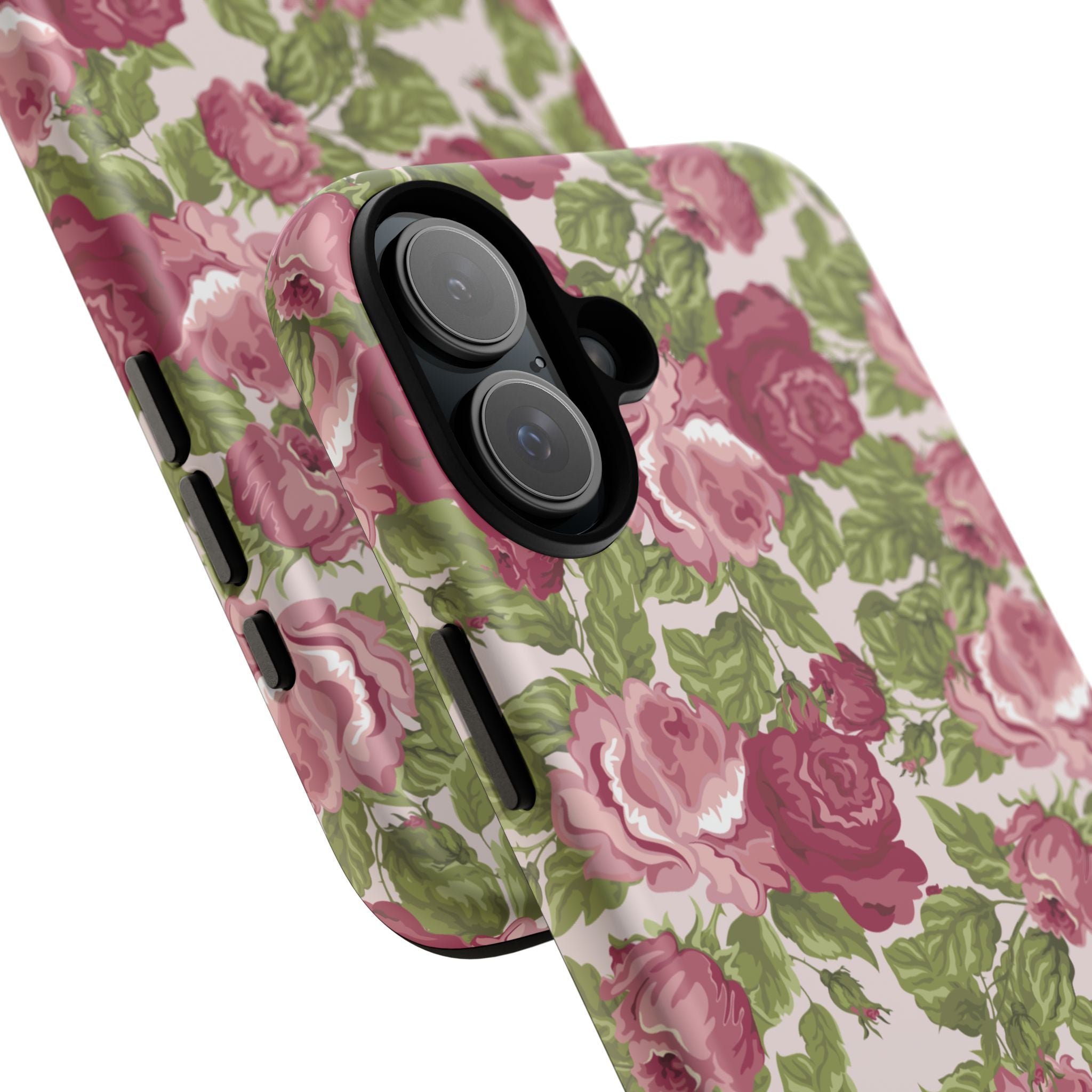 Floral Vintage Rose Tough Phone Case — Pink Garden Protective Cover