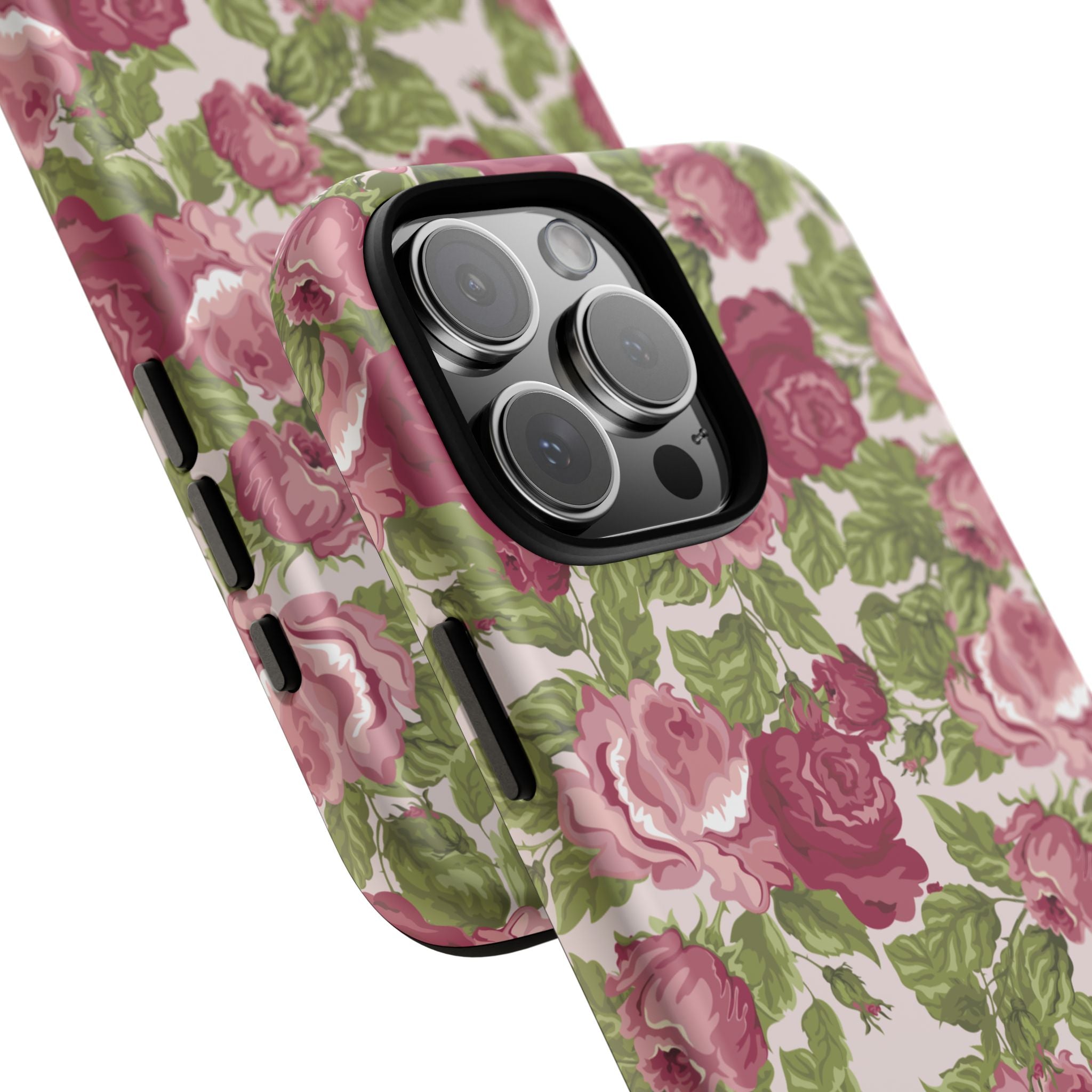 Floral Vintage Rose Tough Phone Case — Pink Garden Protective Cover