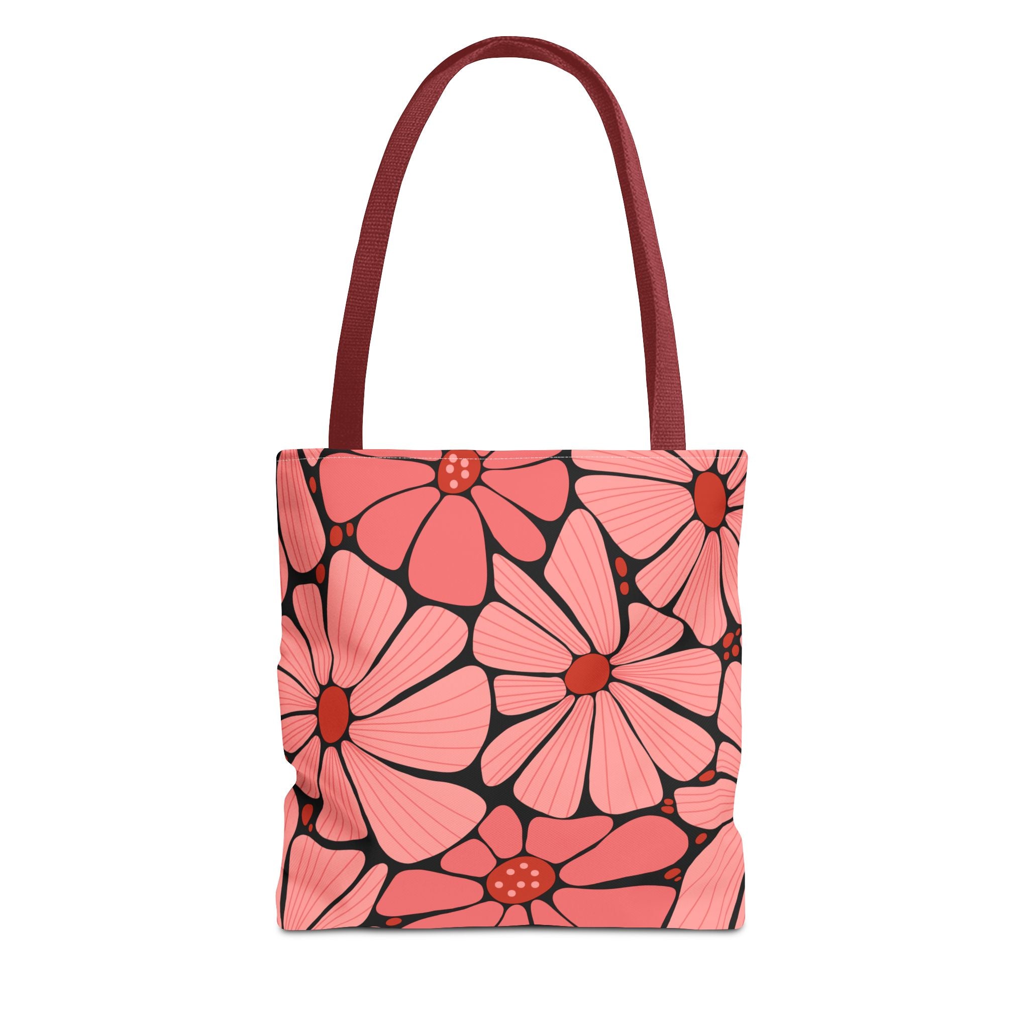 Pink Retro Floral Tote Bag - All-Over Print