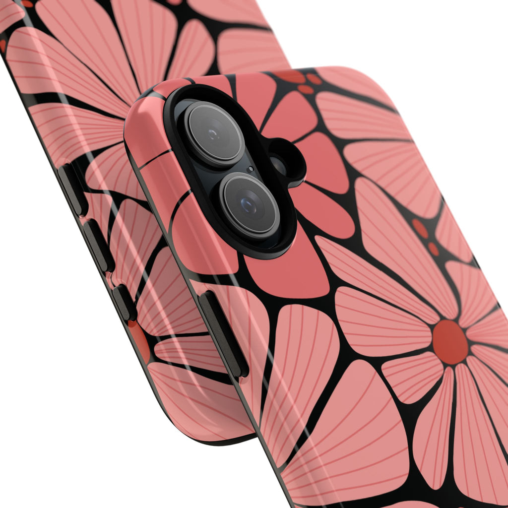Floral Art Deco Tough Phone Case — Orange & Teal Botanical Pattern