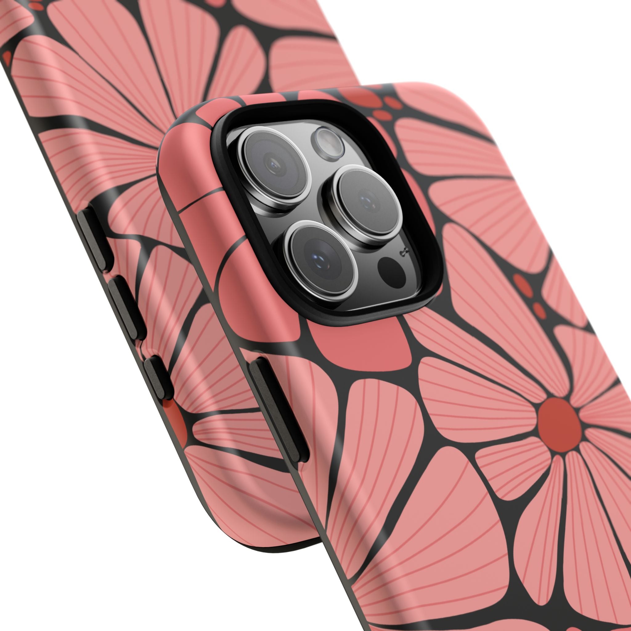 Floral Art Deco Tough Phone Case — Orange & Teal Botanical Pattern