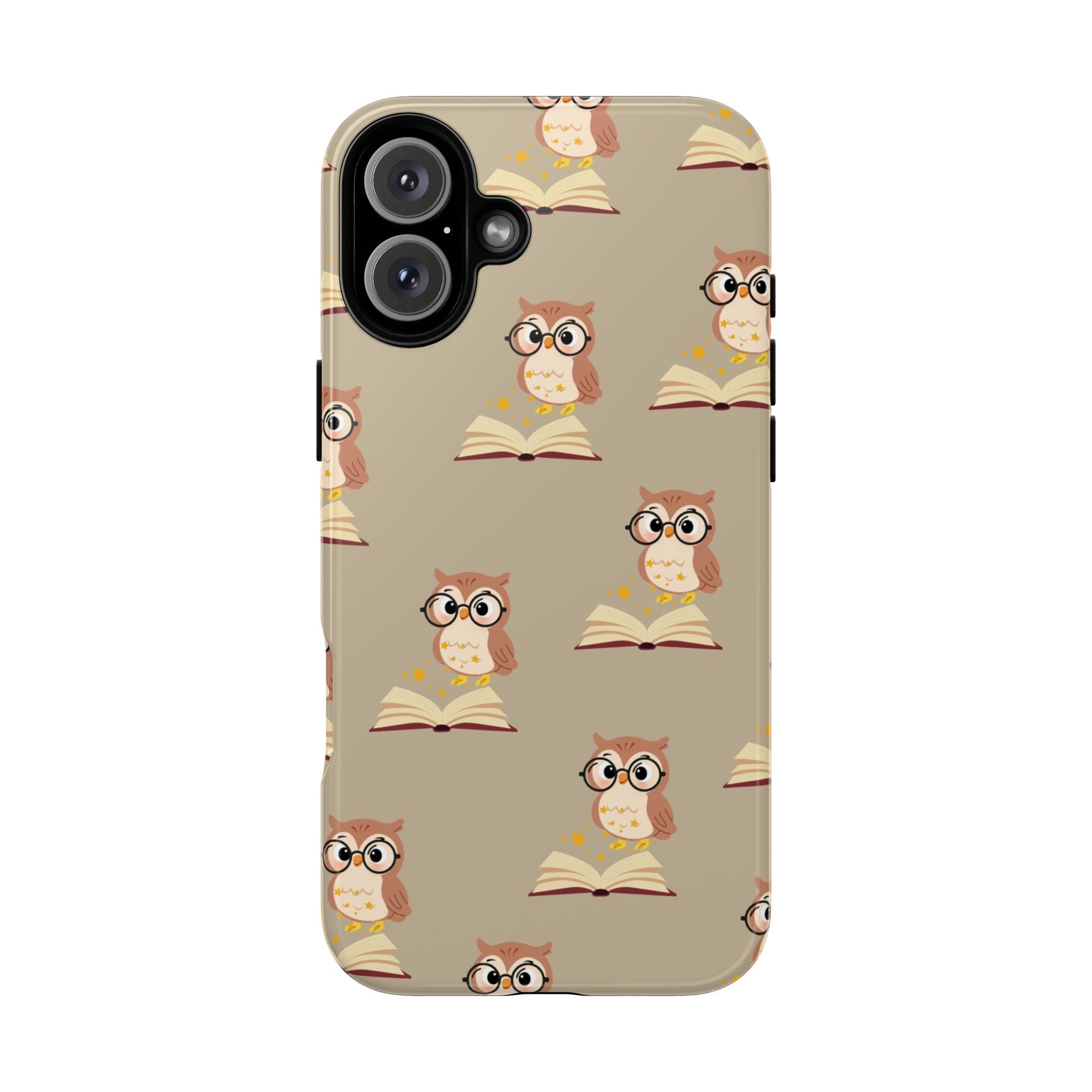 Owl & Book Pattern Tough Phone Case — Cute Study-Themed Protective Cover