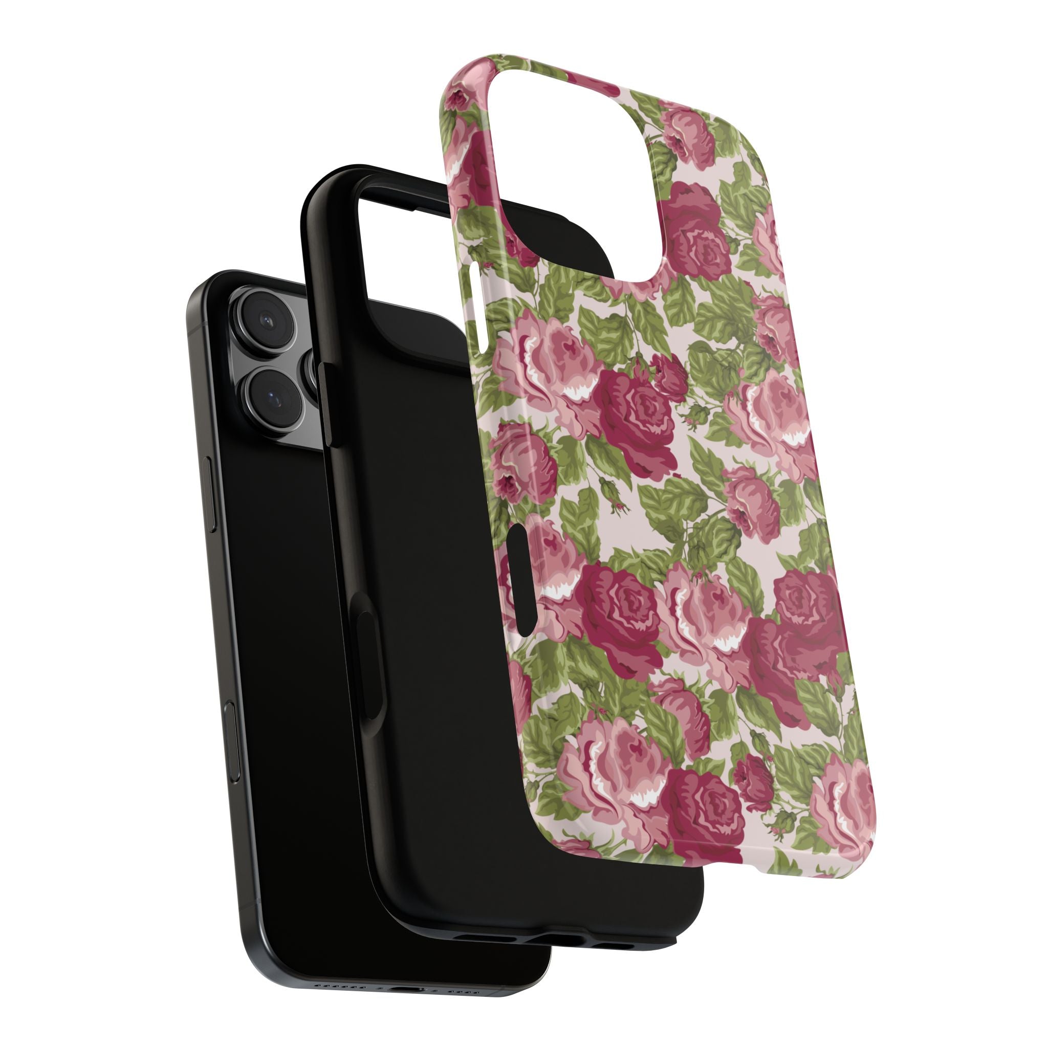 Floral Vintage Rose Tough Phone Case — Pink Garden Protective Cover