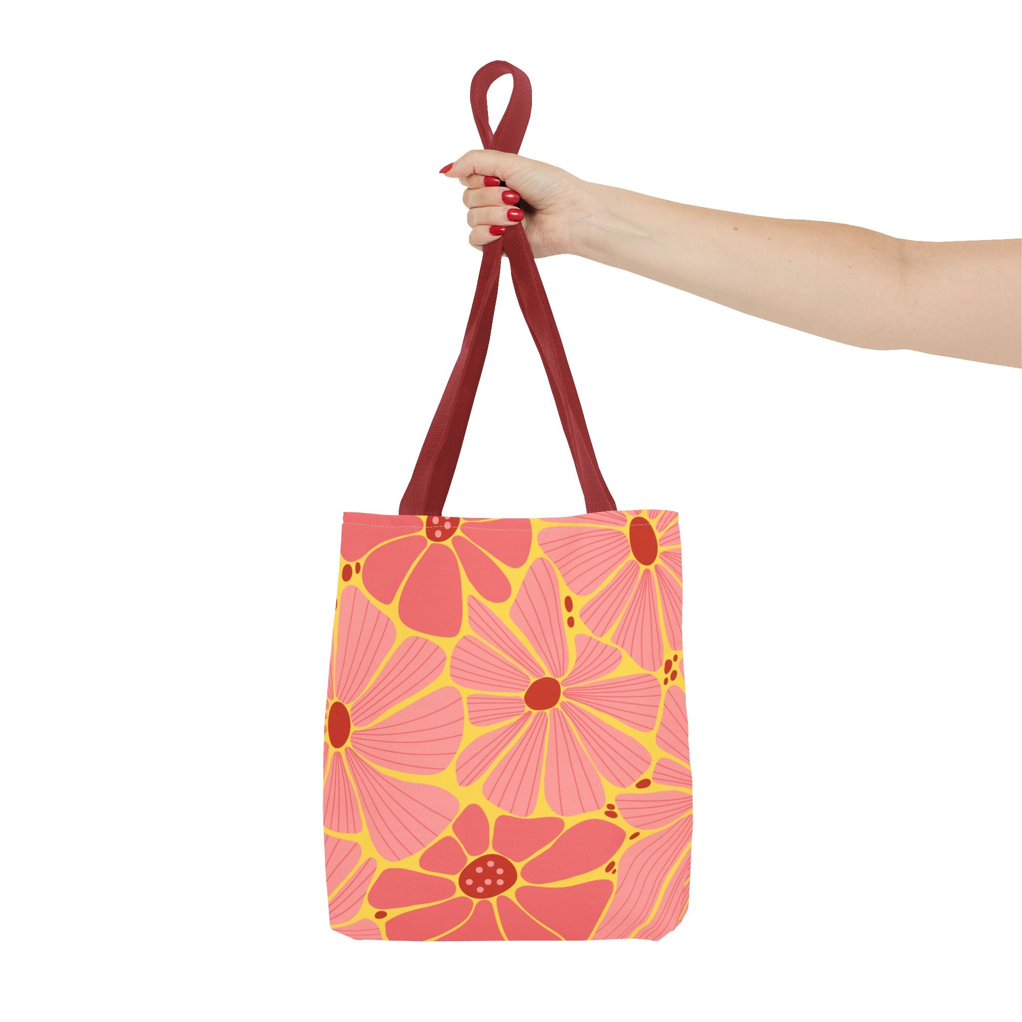 Floral Pink Daisies Tote Bag – Retro Summer Flower Market Tote