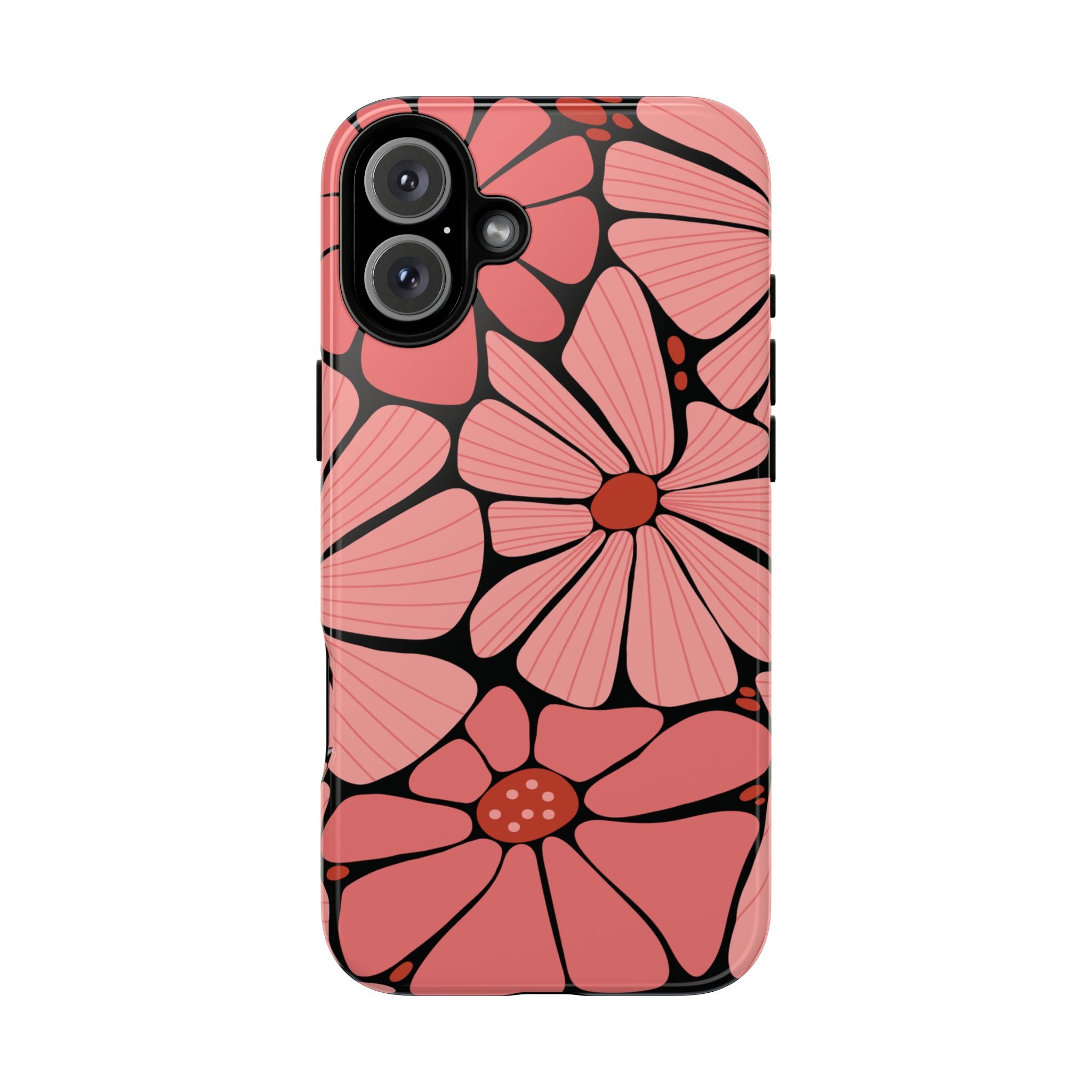 Floral Art Deco Tough Phone Case — Orange & Teal Botanical Pattern