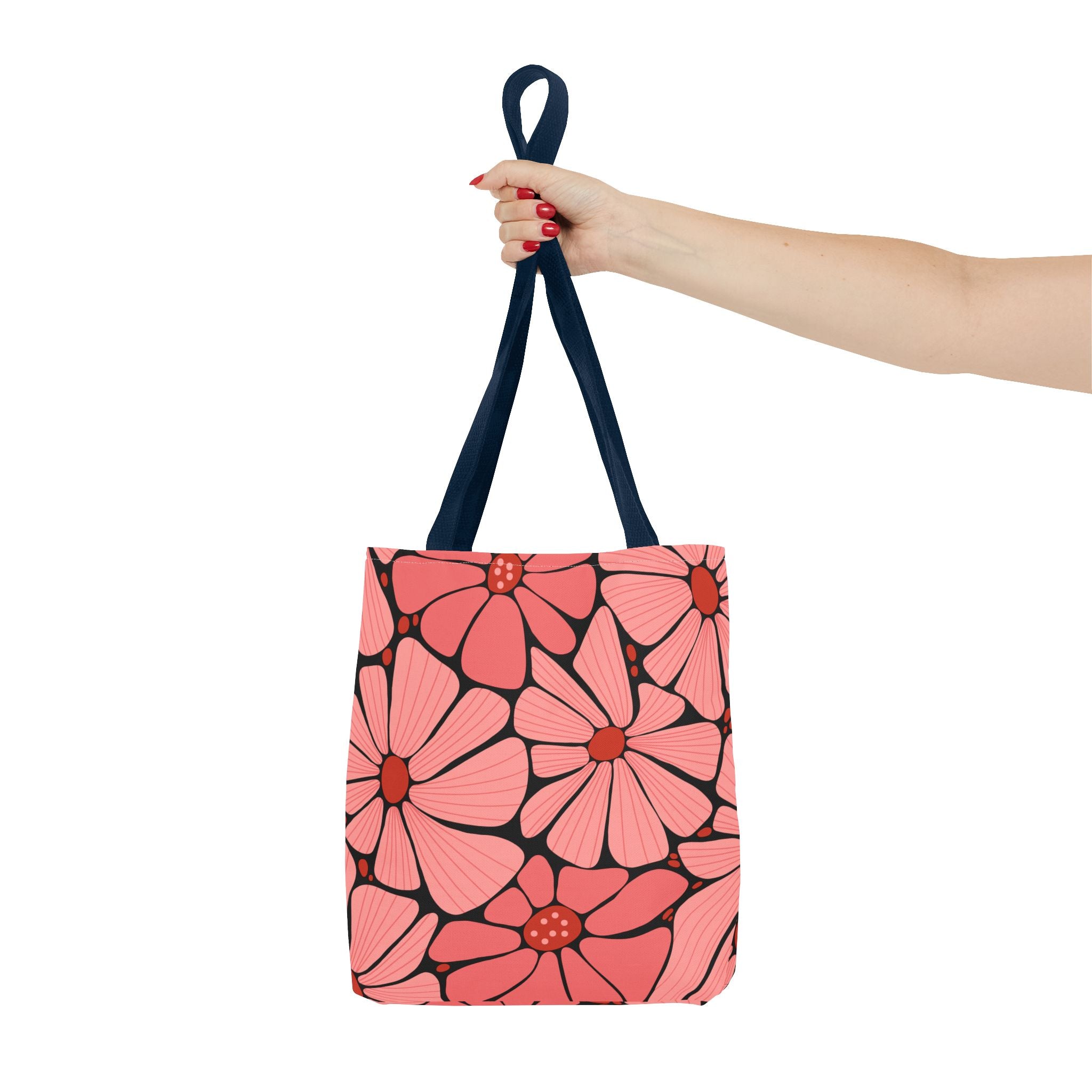 Pink Retro Floral Tote Bag - All-Over Print