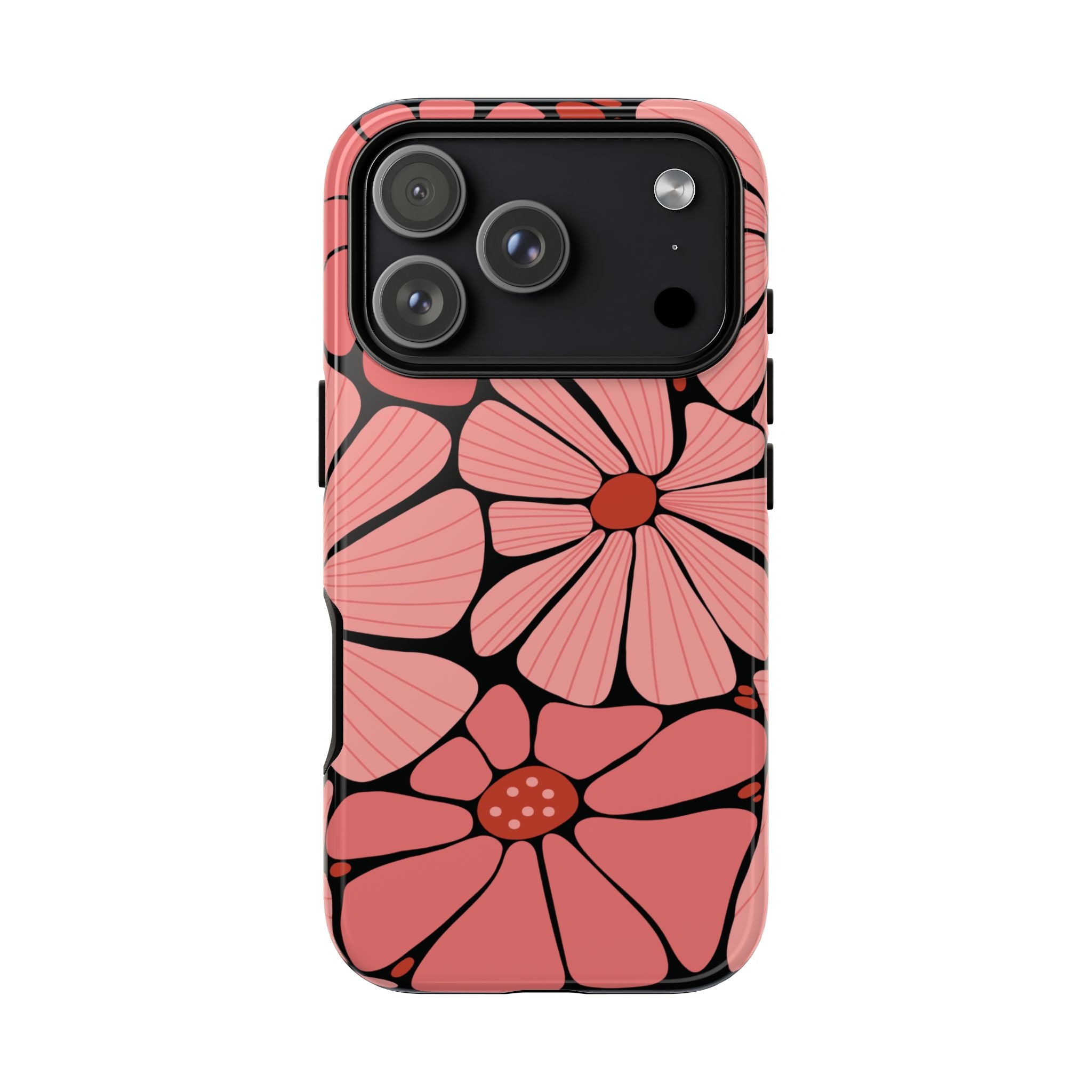 Floral Art Deco Tough Phone Case — Orange & Teal Botanical Pattern