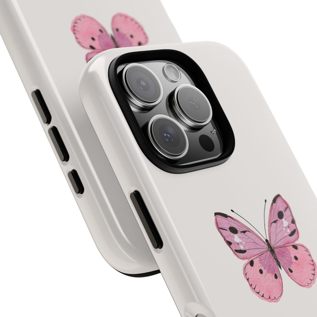 Pink Butterfly Tough Phone Case — "take this time for you" Protective iPhone Cover