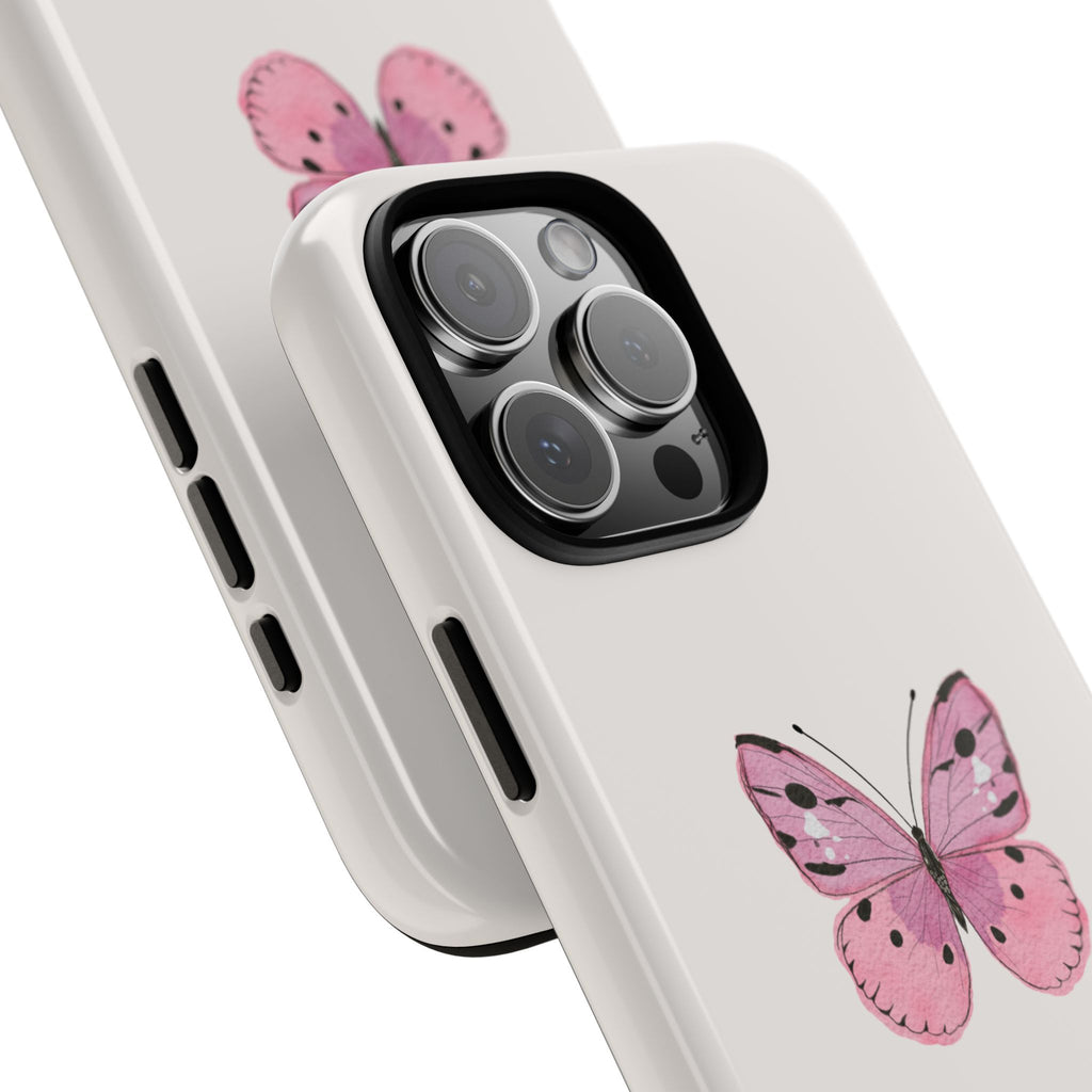 Pink Butterfly Tough Phone Case — "take this time for you" Protective iPhone Cover