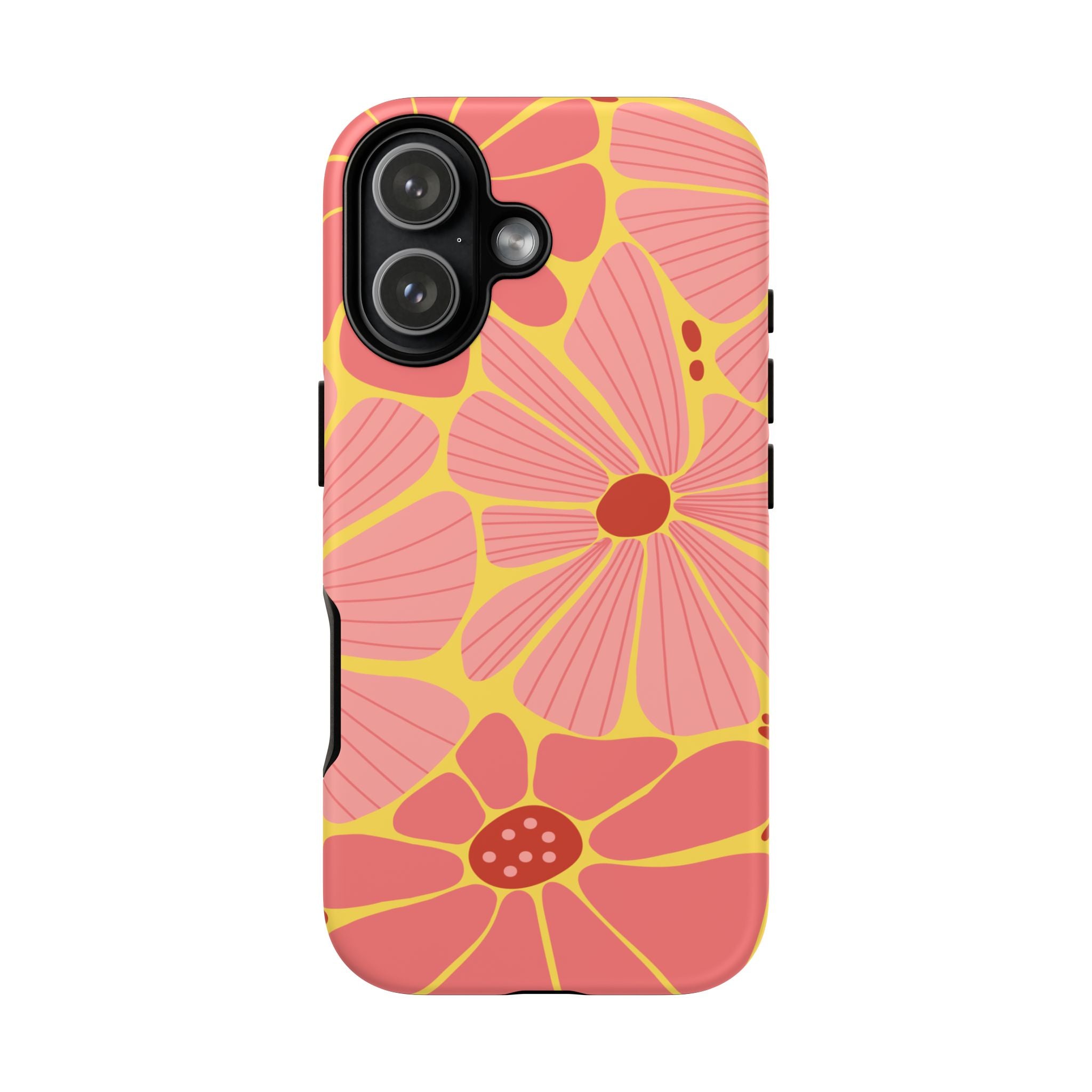 Floral Retro Phone Case – Pink & Coral Daisy Protective Cover