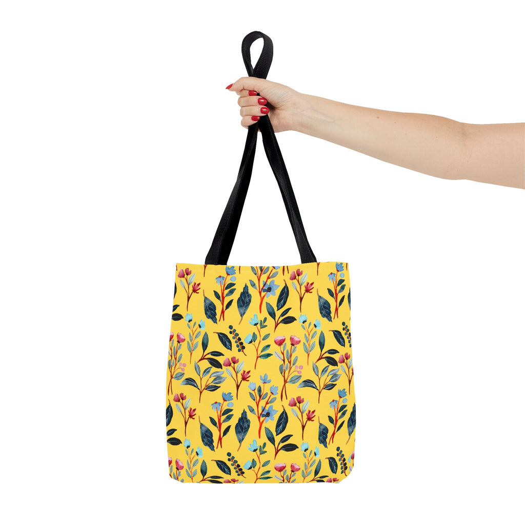 Floral Yellow Tote Bag – Bright Botanical All-Over Print