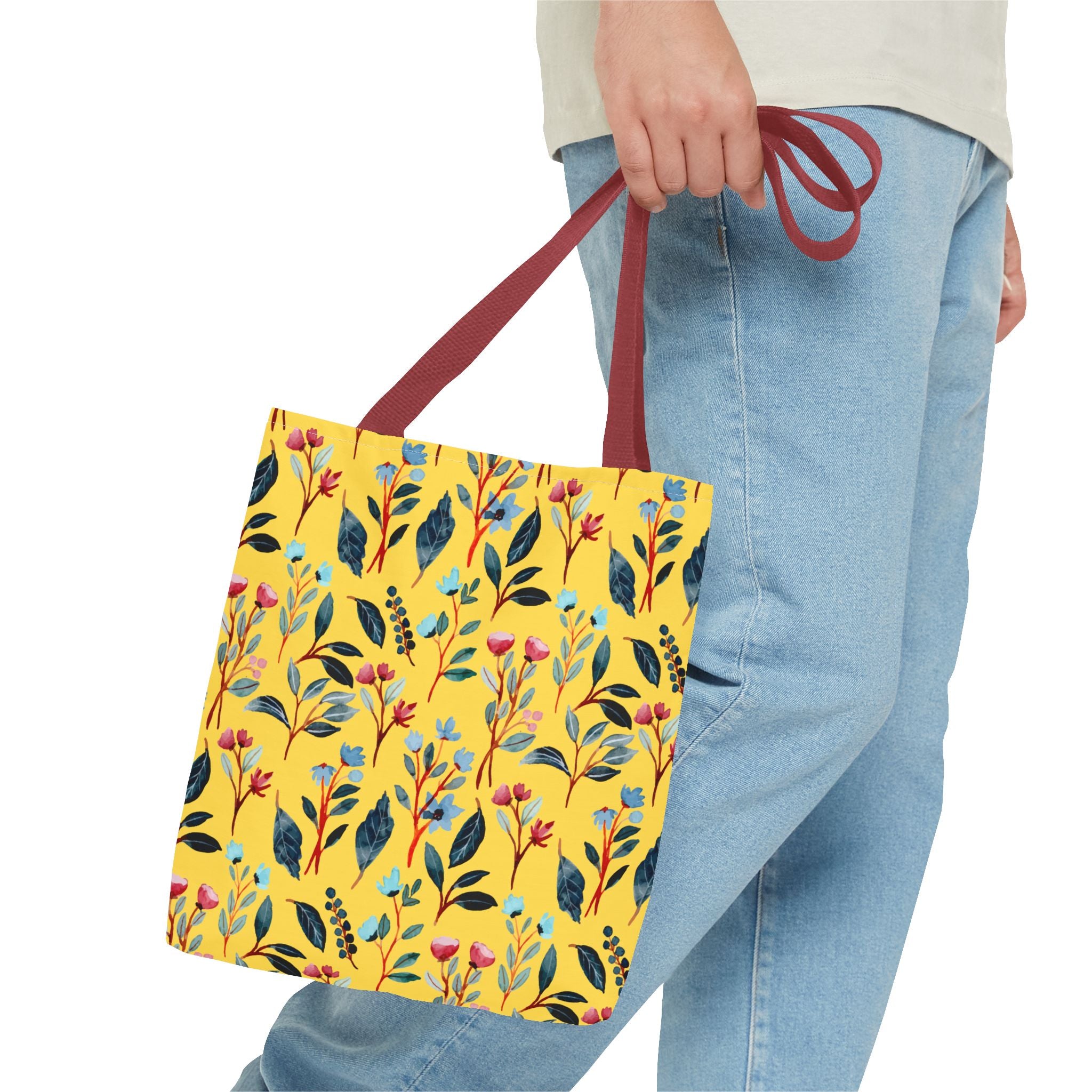 Floral Yellow Tote Bag – Bright Botanical All-Over Print