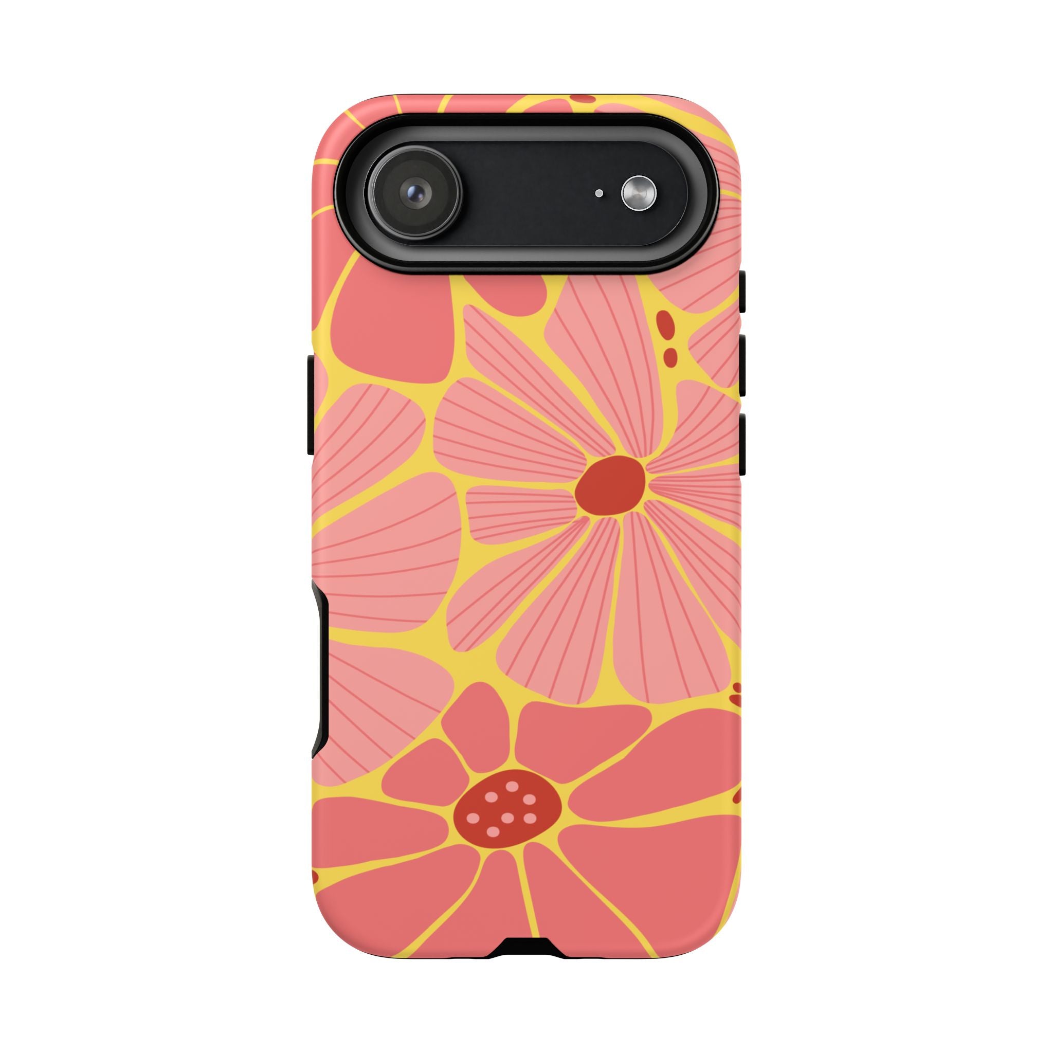 Floral Retro Phone Case – Pink & Coral Daisy Protective Cover