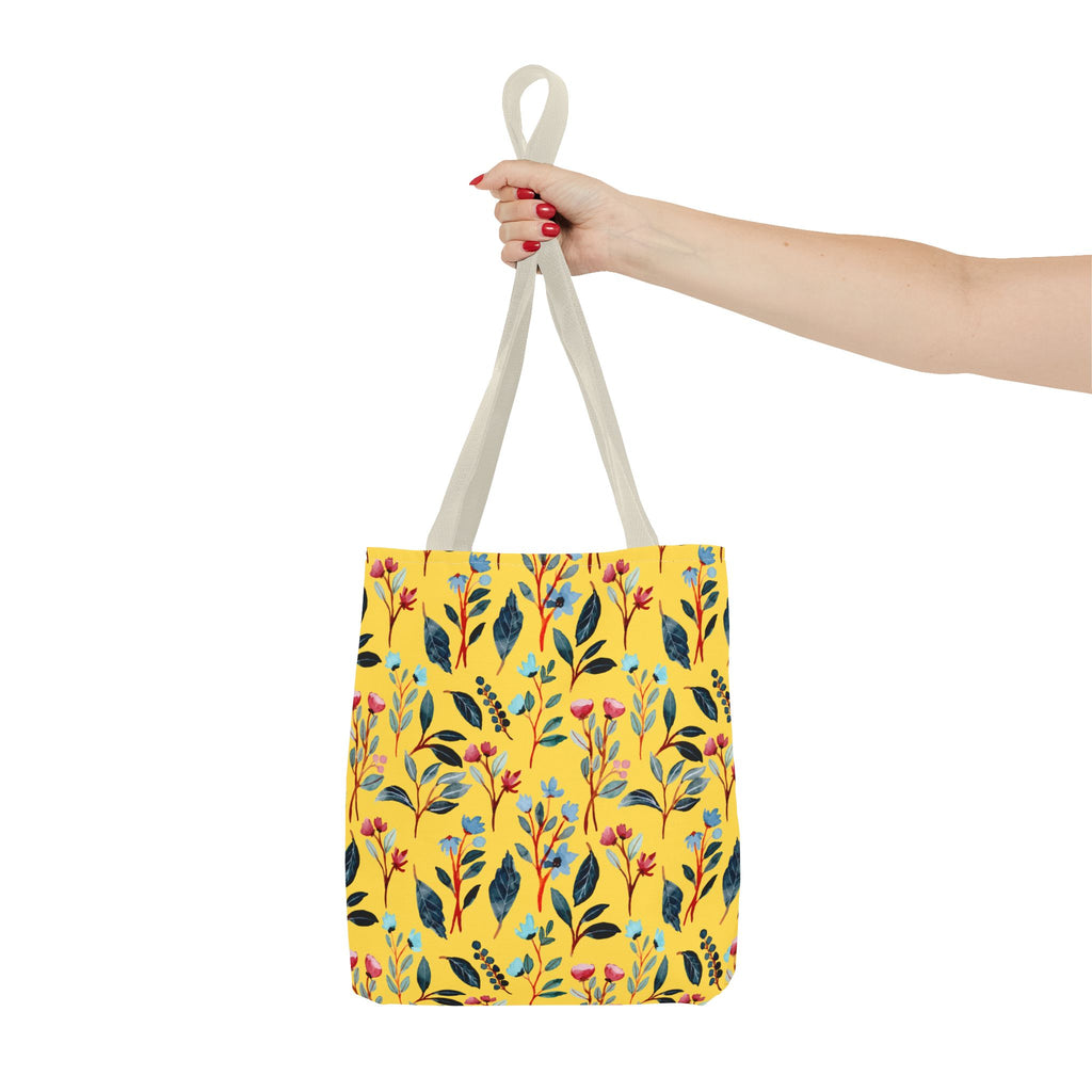 Floral Yellow Tote Bag – Bright Botanical All-Over Print