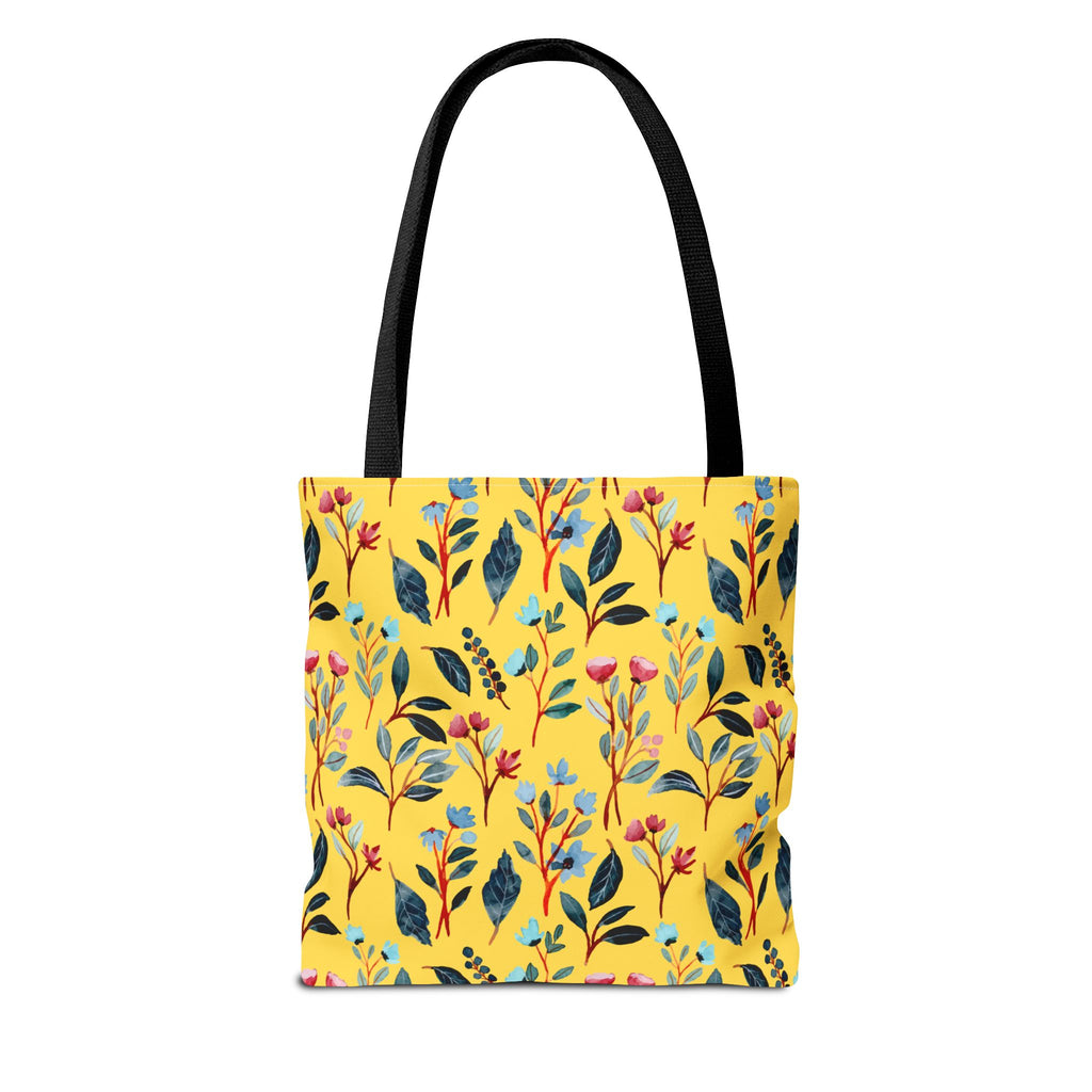 Floral Yellow Tote Bag – Bright Botanical All-Over Print