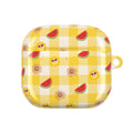 Summer Picnic AirPods Case — Yellow Gingham Watermelon & Sunglasses Sun Design