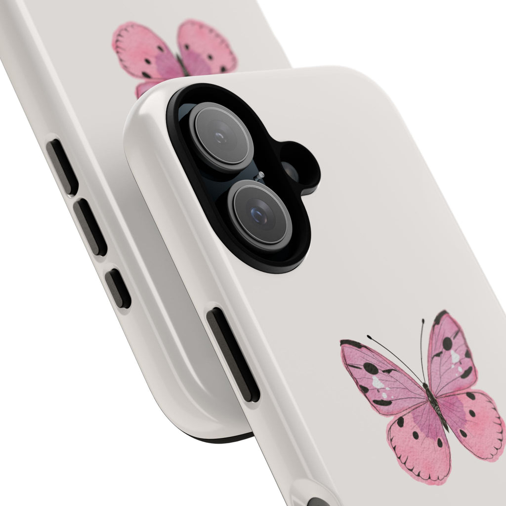 Pink Butterfly Tough Phone Case — "take this time for you" Protective iPhone Cover