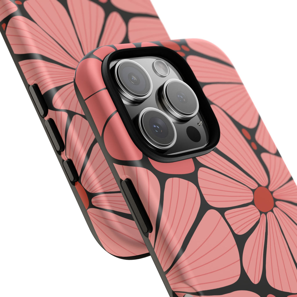 Floral Art Deco Tough Phone Case — Orange & Teal Botanical Pattern