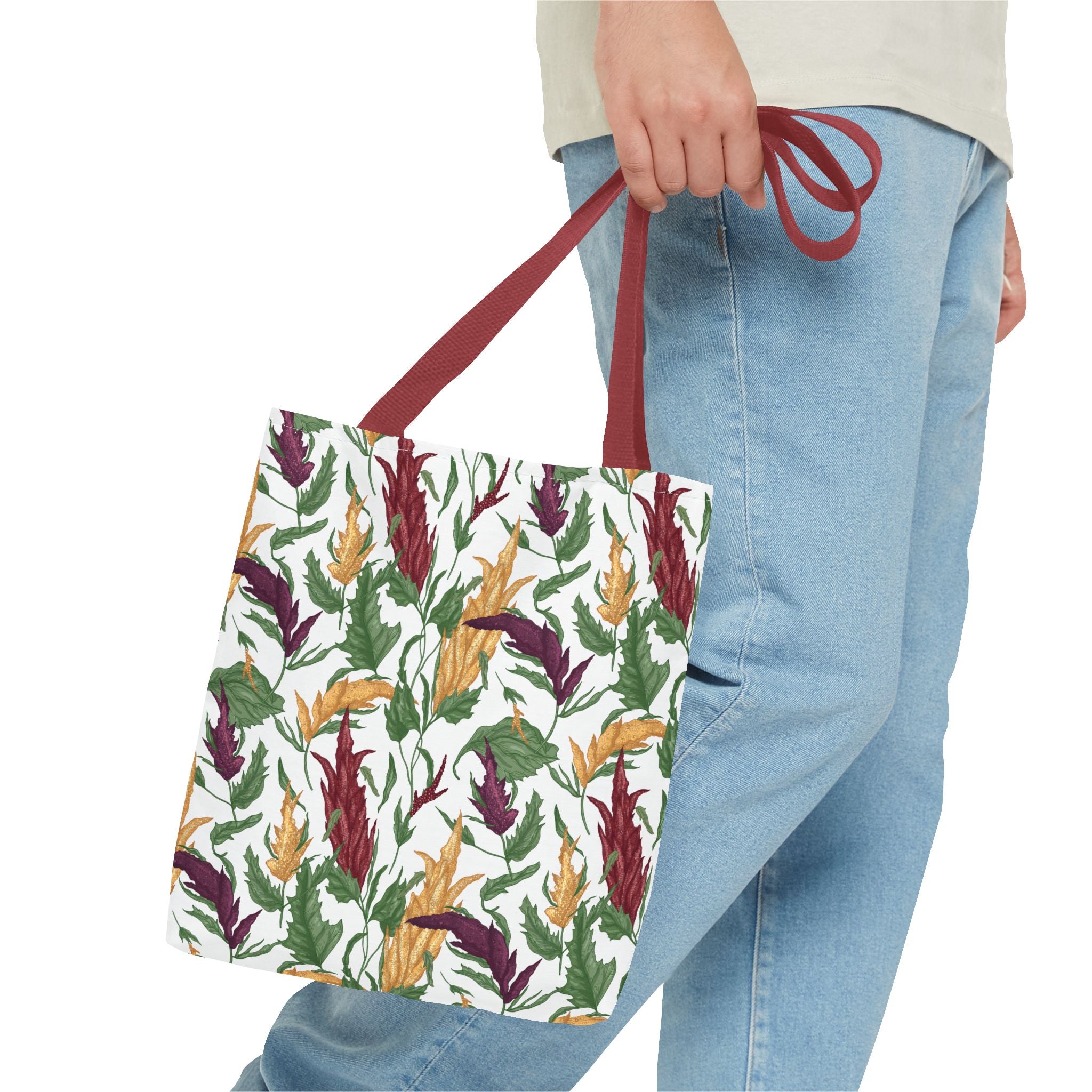 Autumn Feather Pattern Tote Bag – Colorful Fall Leaves & Feathers All-Over Print