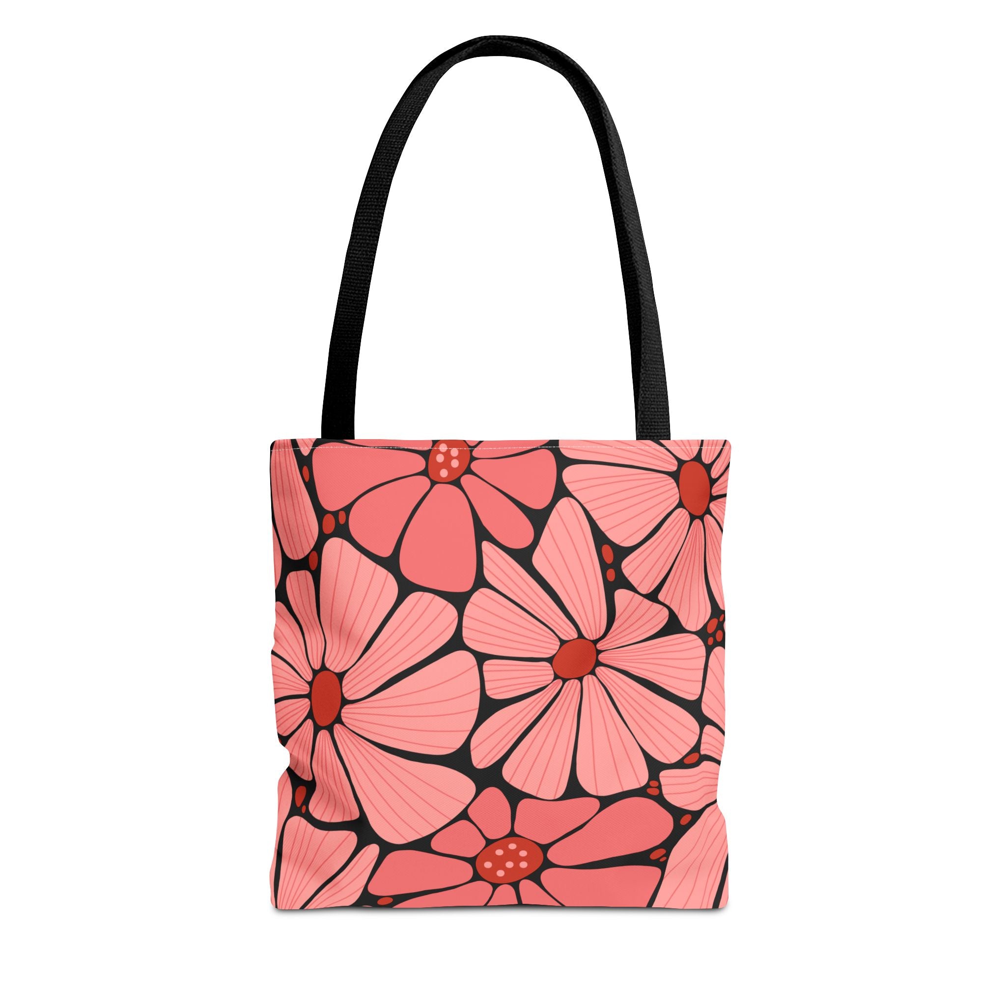 Pink Retro Floral Tote Bag - All-Over Print