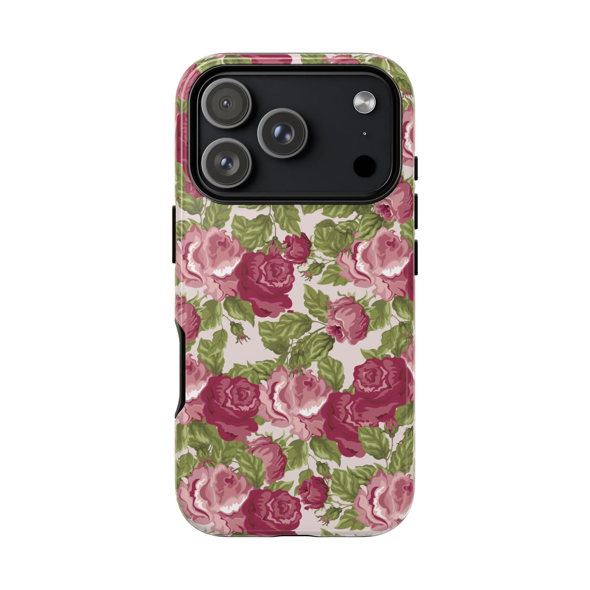Floral Vintage Rose Tough Phone Case — Pink Garden Protective Cover