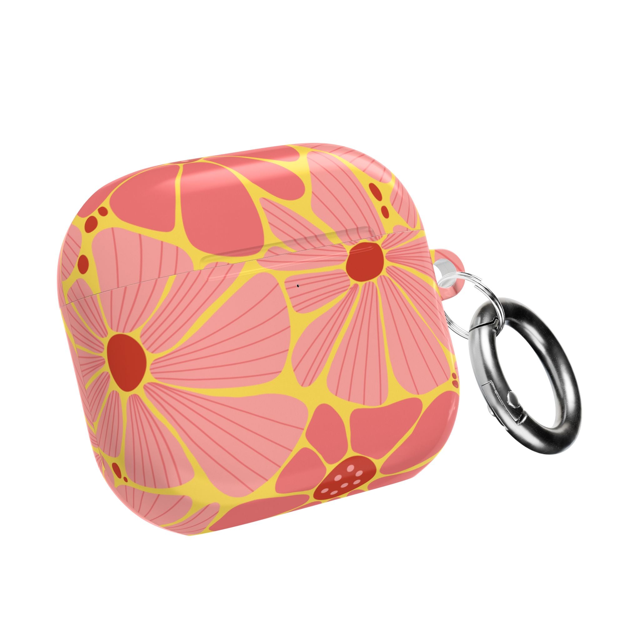 Floral Coral AirPod Case — Retro Pink & Yellow Flower Pattern