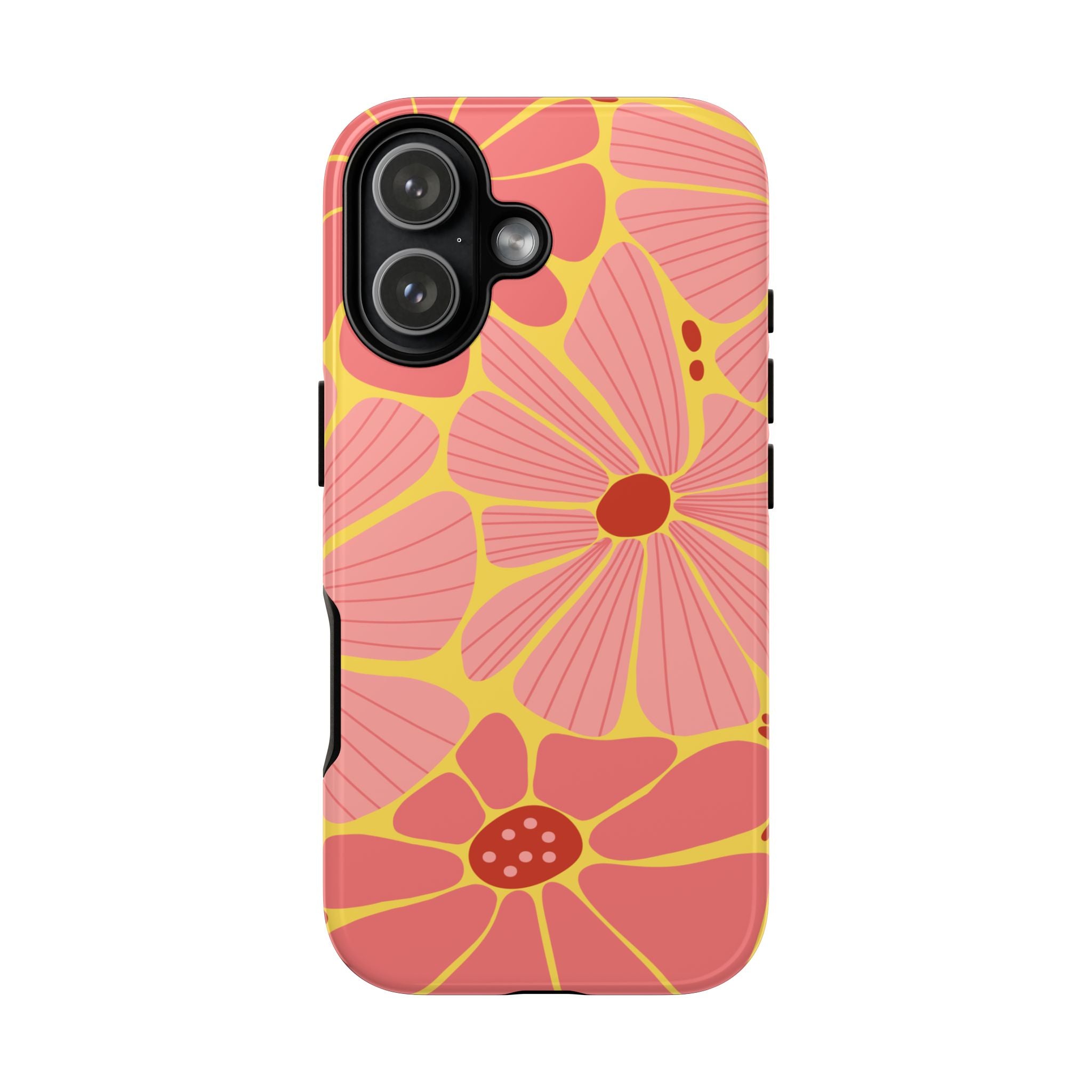 Floral Retro Phone Case – Pink & Coral Daisy Protective Cover