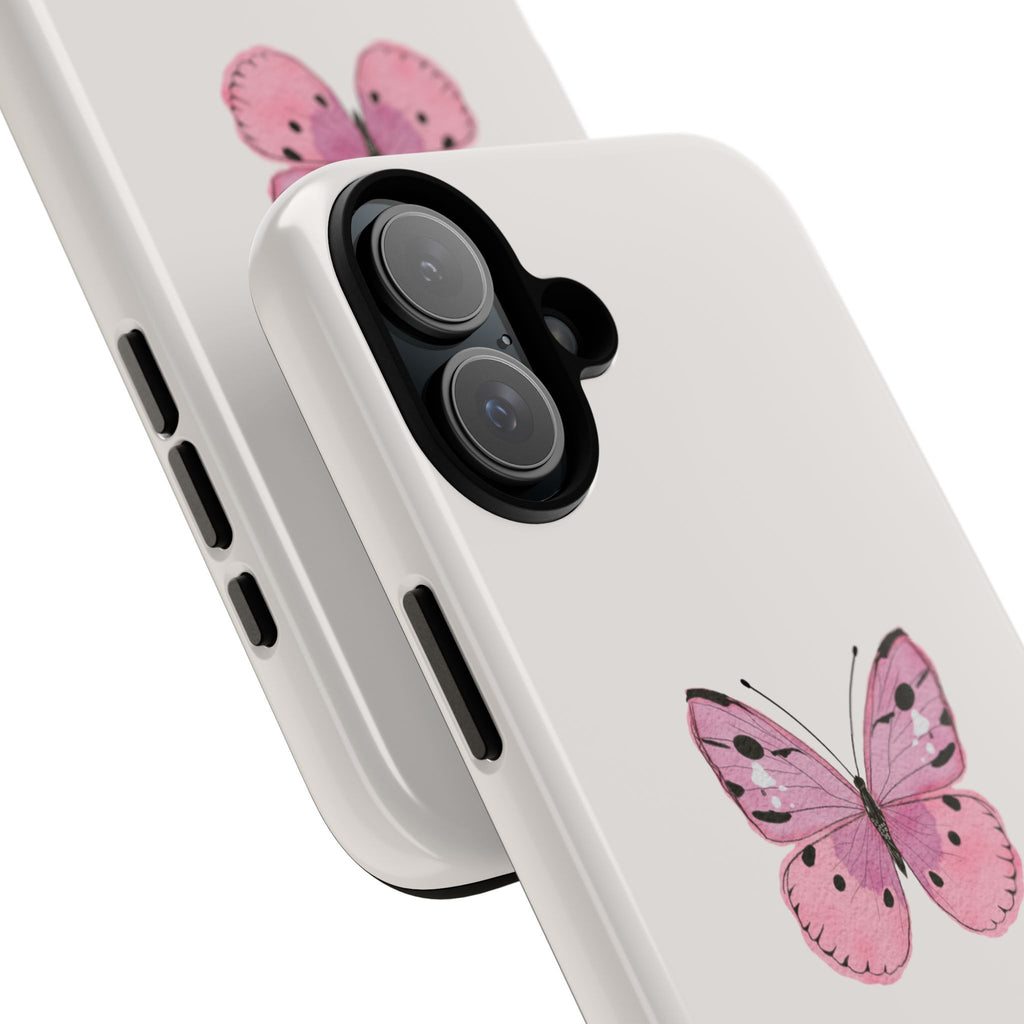 Pink Butterfly Tough Phone Case — "take this time for you" Protective iPhone Cover