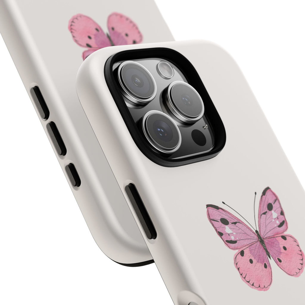 Pink Butterfly Tough Phone Case — "take this time for you" Protective iPhone Cover